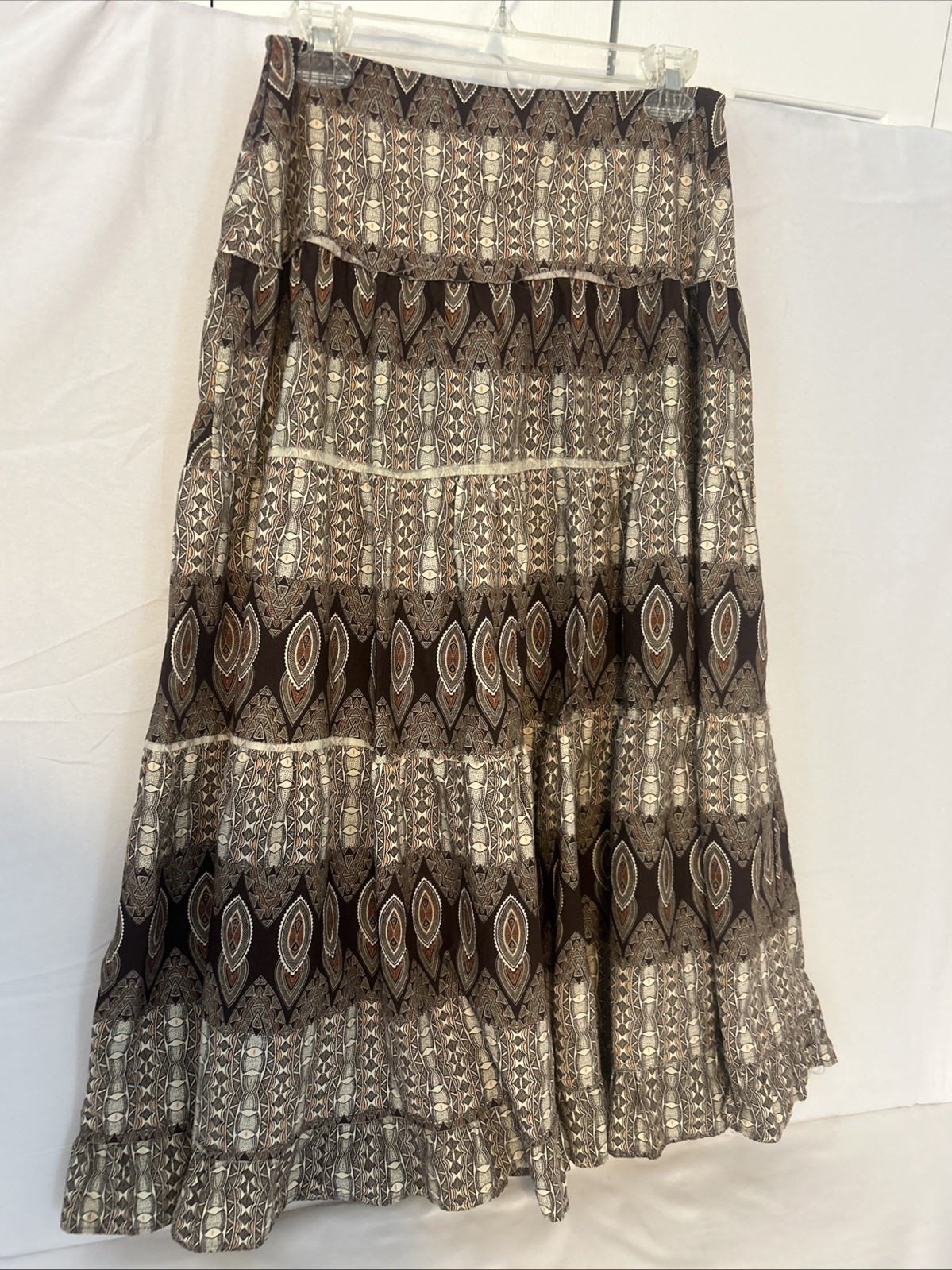 Vintage Esmeralda Fashions Southwestern Print Tiered Midi Skirt Size-M.