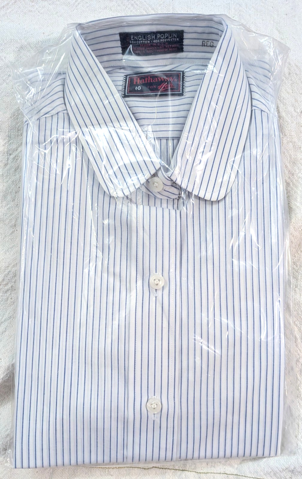 Vtg Hathaway English Poplin Striped Button Down Shirt Women’s 10 Short Sleeve