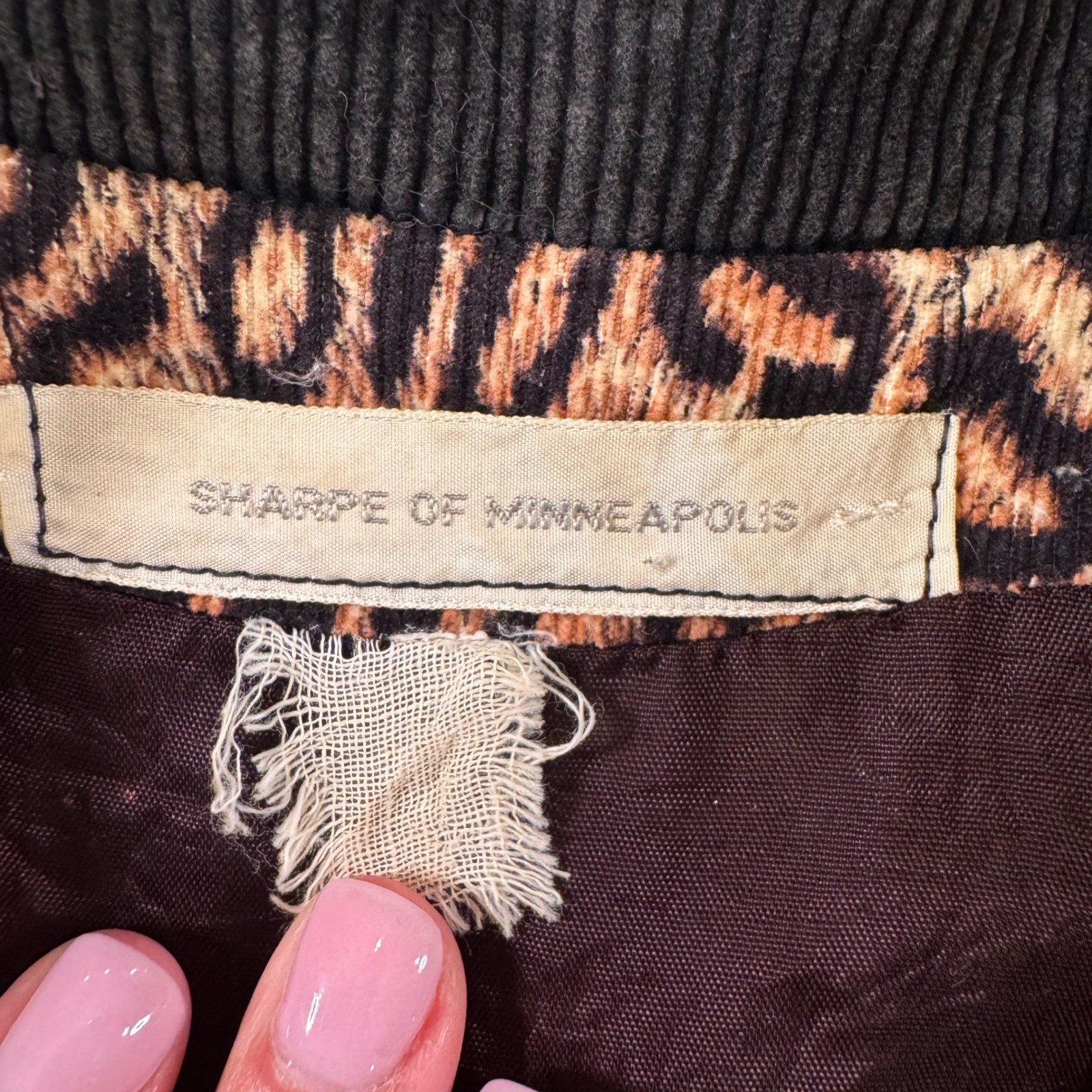 Vintage Leopard Corduroy Swing Coat Mob Wife Rockabilly Pinup Retro Jacket SZ M