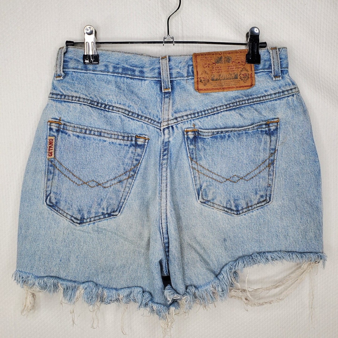 VTG 80s PS Gitano Cut Off Jean Shorts Light Wash-High Waist/Mom Waist 28″