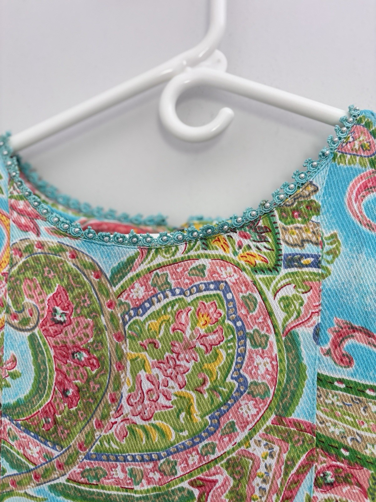 Sarah Elizabeth Vintage Cottagecore Prairie Maxi Dress Sz 6 Blue Pink Paisley