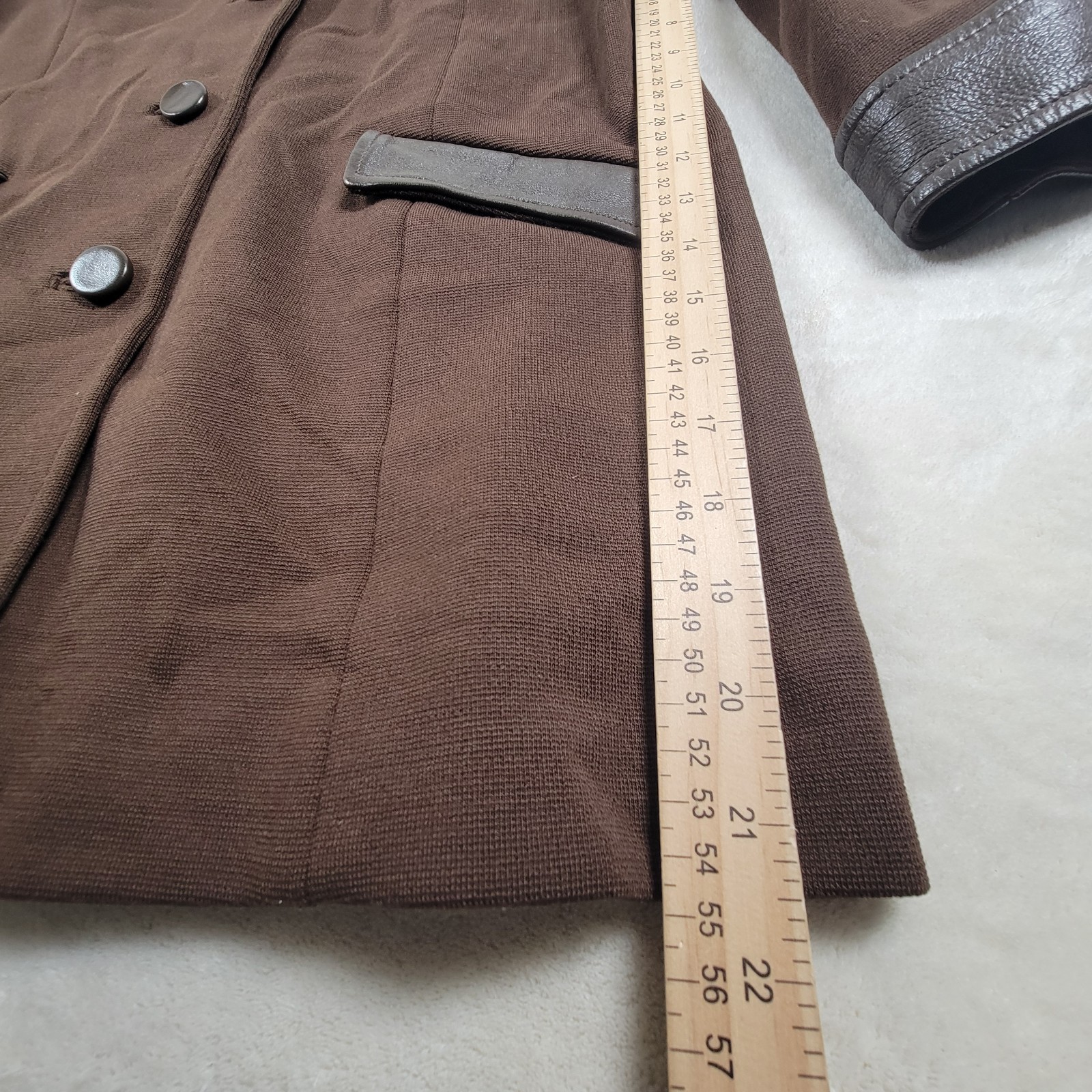 Vintage Butte Knit Sweater Jacket Brown Wool And Leather Measurements In Photos