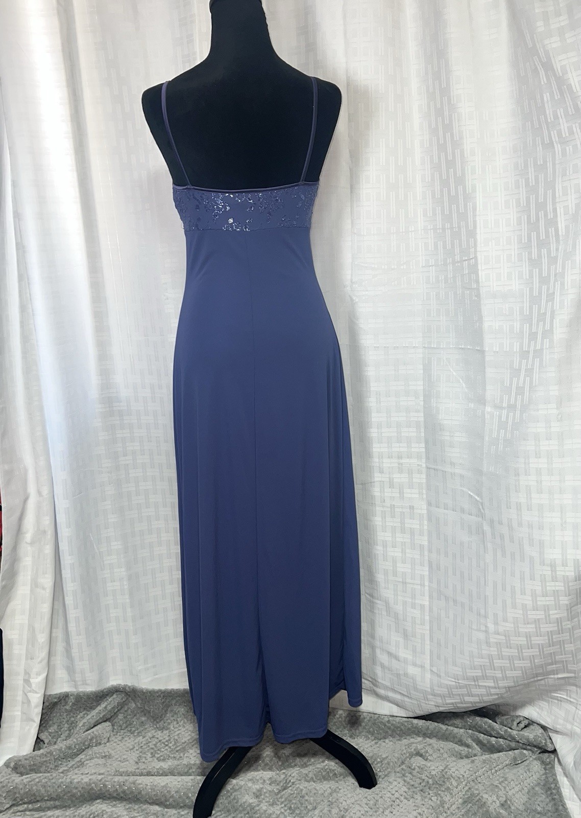 Vintage Byer Too California Maxi Slip Dress S Purple Glitter Floral Made USA
