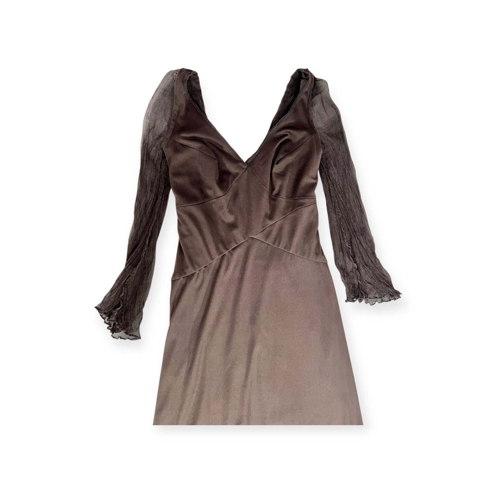 TADASHI SHOJI RUCHED SILK CHIFFON DRESS GOTH WHIMSIGOTH WITCHY VAMP VTG GOWN 6