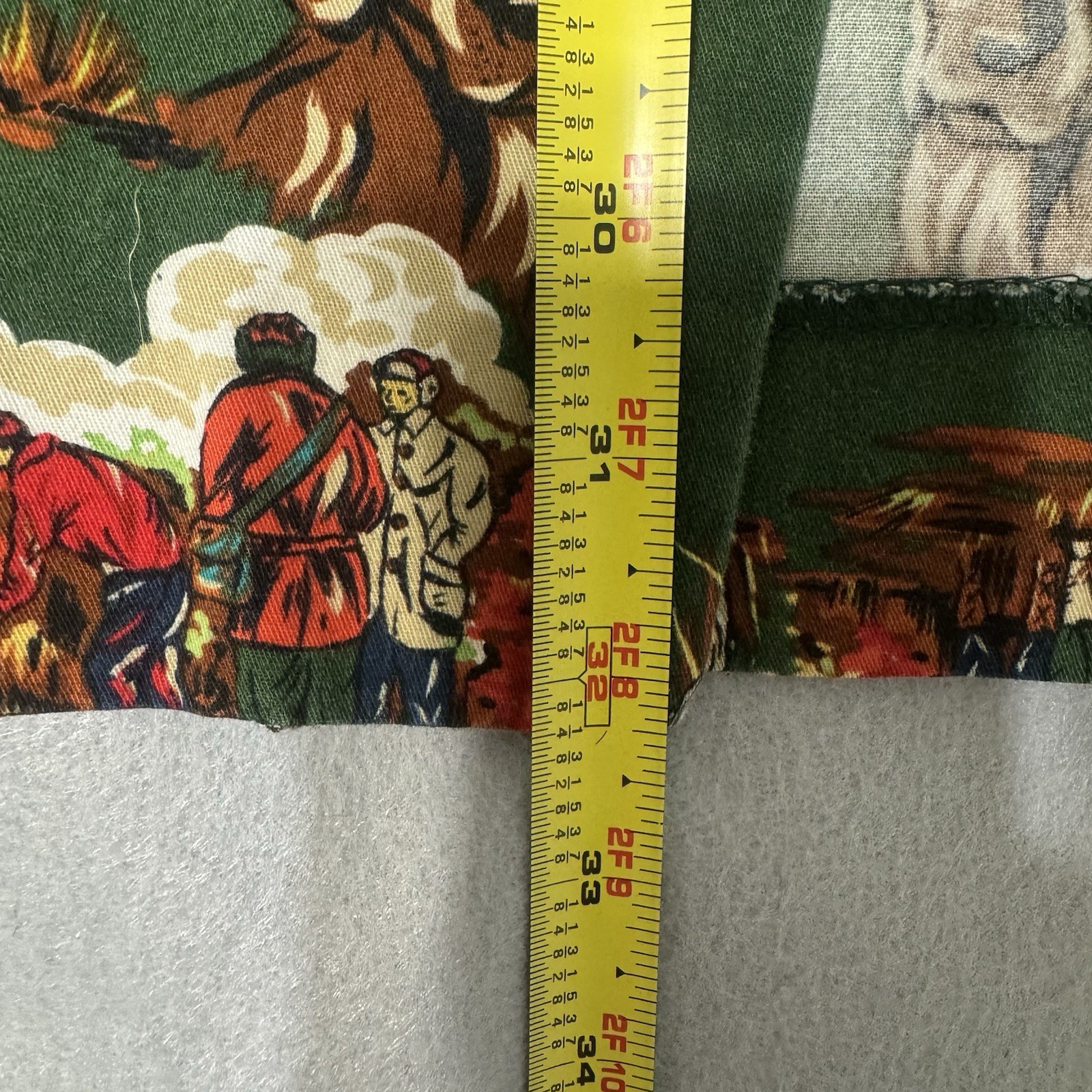 Vintage Skirt Small Sharon Young Hunting Dogs Green Pencil