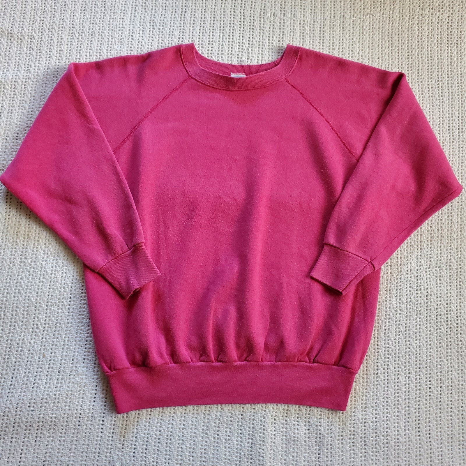 VTG 80s 90s Reeves Magenta Pink Raglan Sleeve Sweatshirt Blank Pink 1X Crewneck