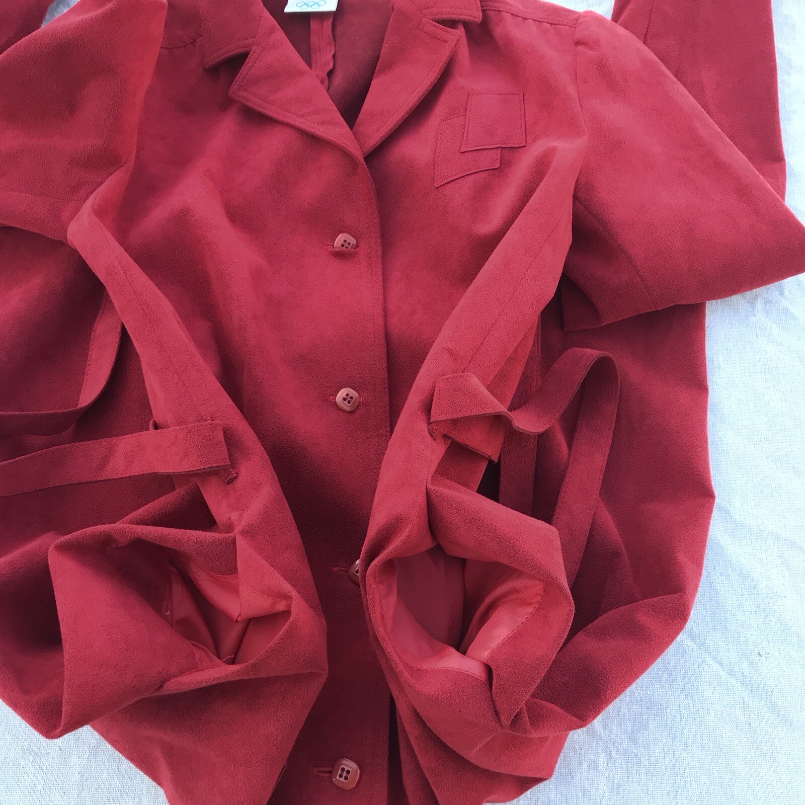 Vtg 70s Button Down Faux Suede Polyester Blend Dress 4 Xs S Olympic Ca HTF MOD