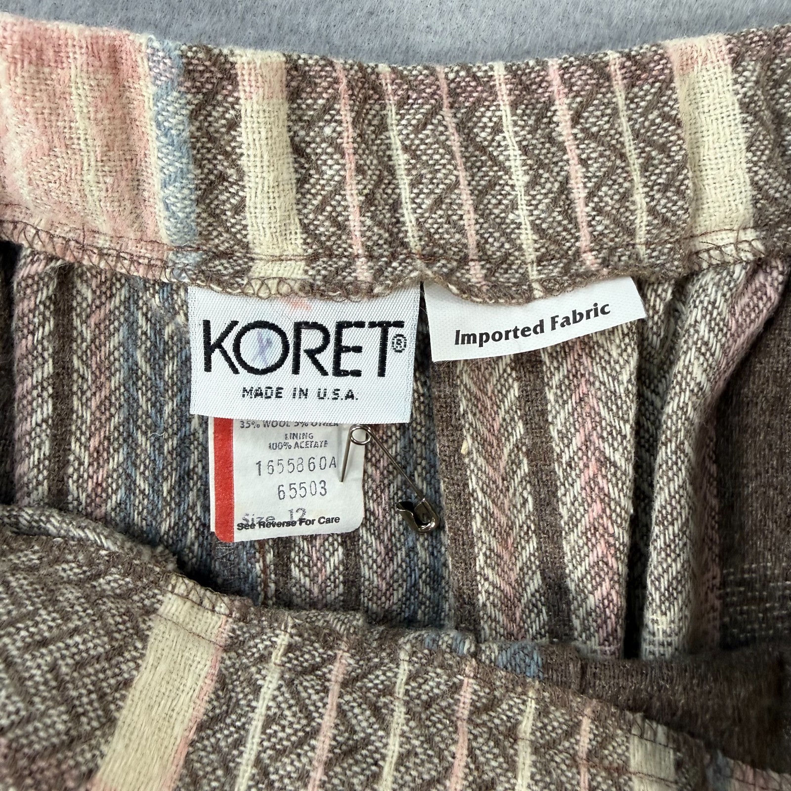 Vintage Pleated Preppy Skirt Womens 12 Midi Plaid Wool Blend USA Union Made 90s