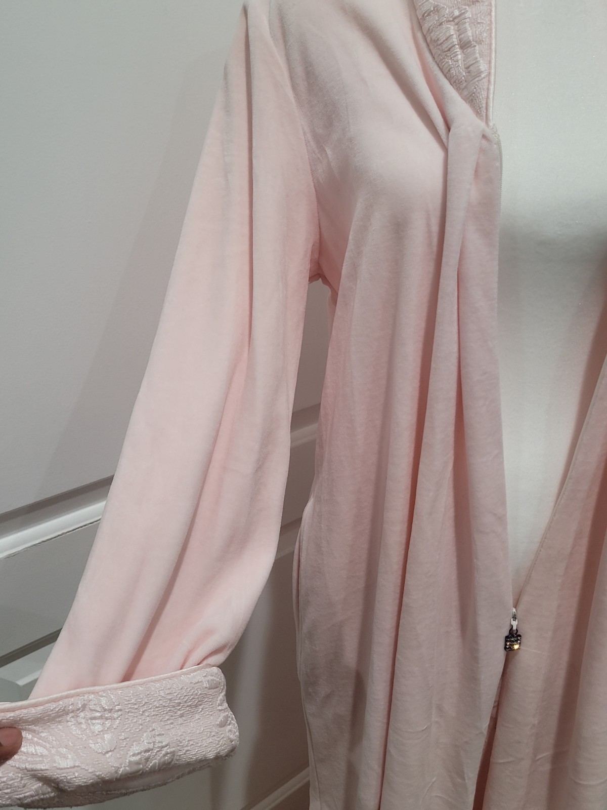 VTG Diamond Tea Women Size S Luxury Vtg Robe Nightgown Pink Velvet Zip