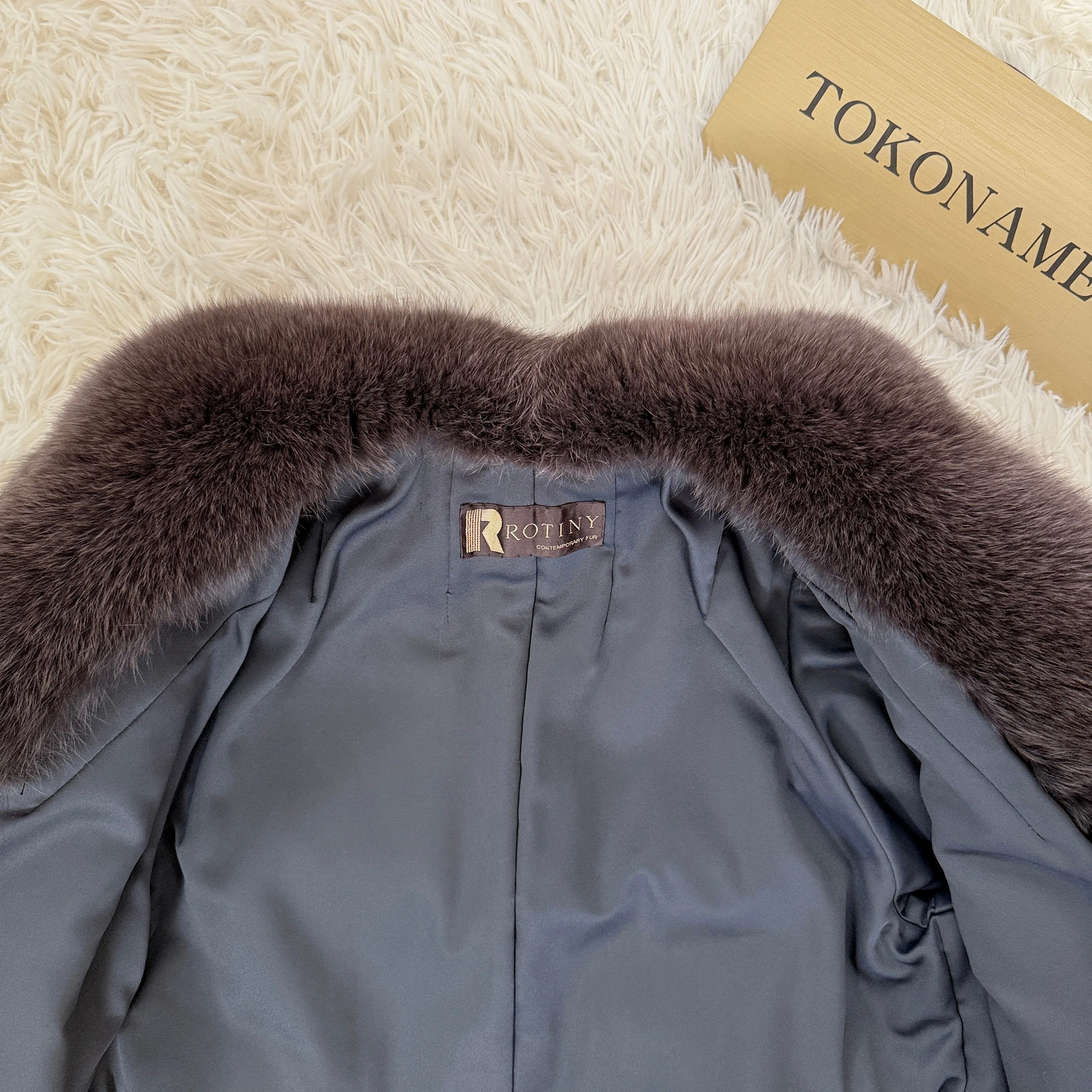 Ash purple Dyd Fox Coat Genuine Vintage Fur Japan