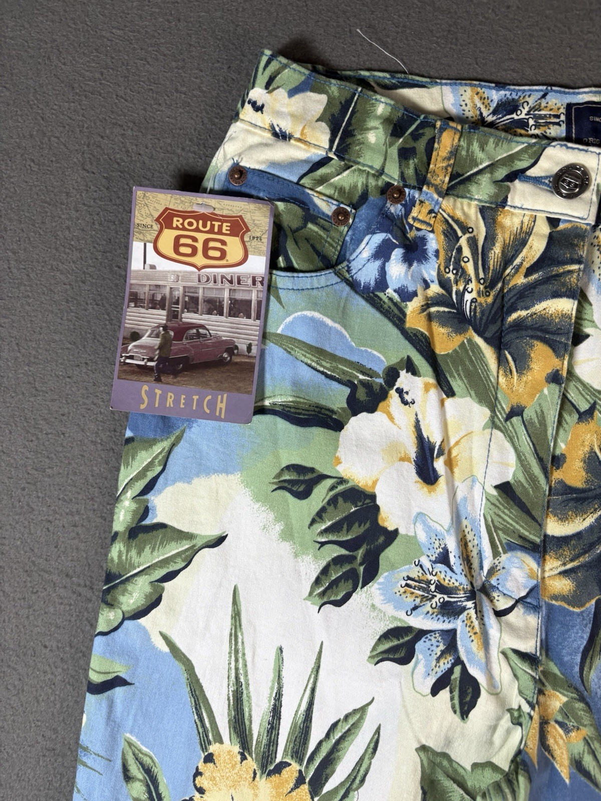 Vintage ROUTE 66 Flower Print pants Size 11/12 (28×26) NWT 90s Y2K 2000s
