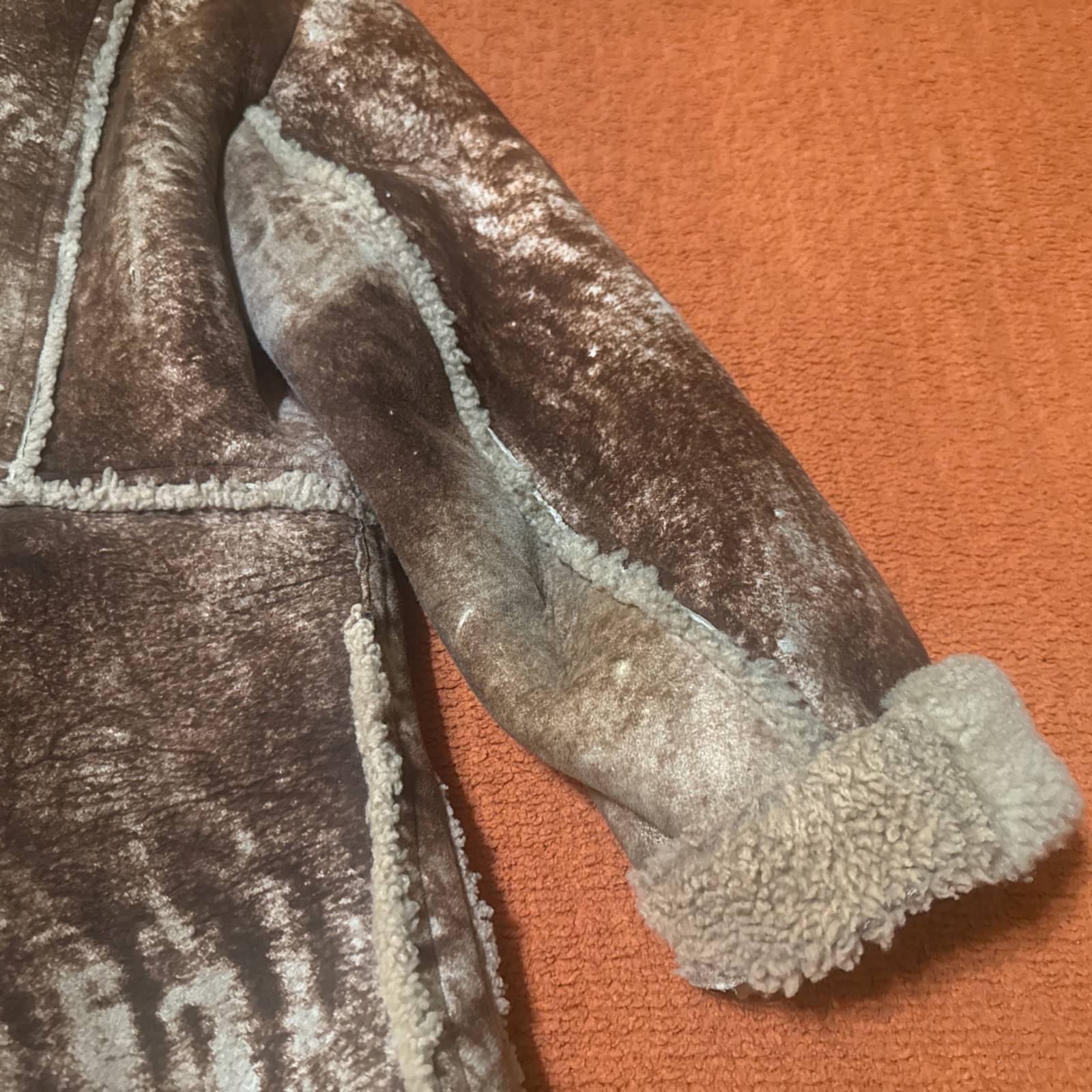 Women’s M ?VTG Sheepskin Sherpa Rancher Style Coat Missing Sz & Maker Label 70’s