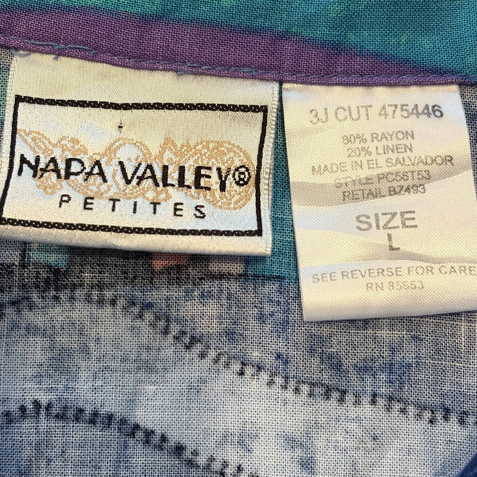 Napa Valley Vintage 90s Funky Retro Print Oversized Button Down Shirt size Large