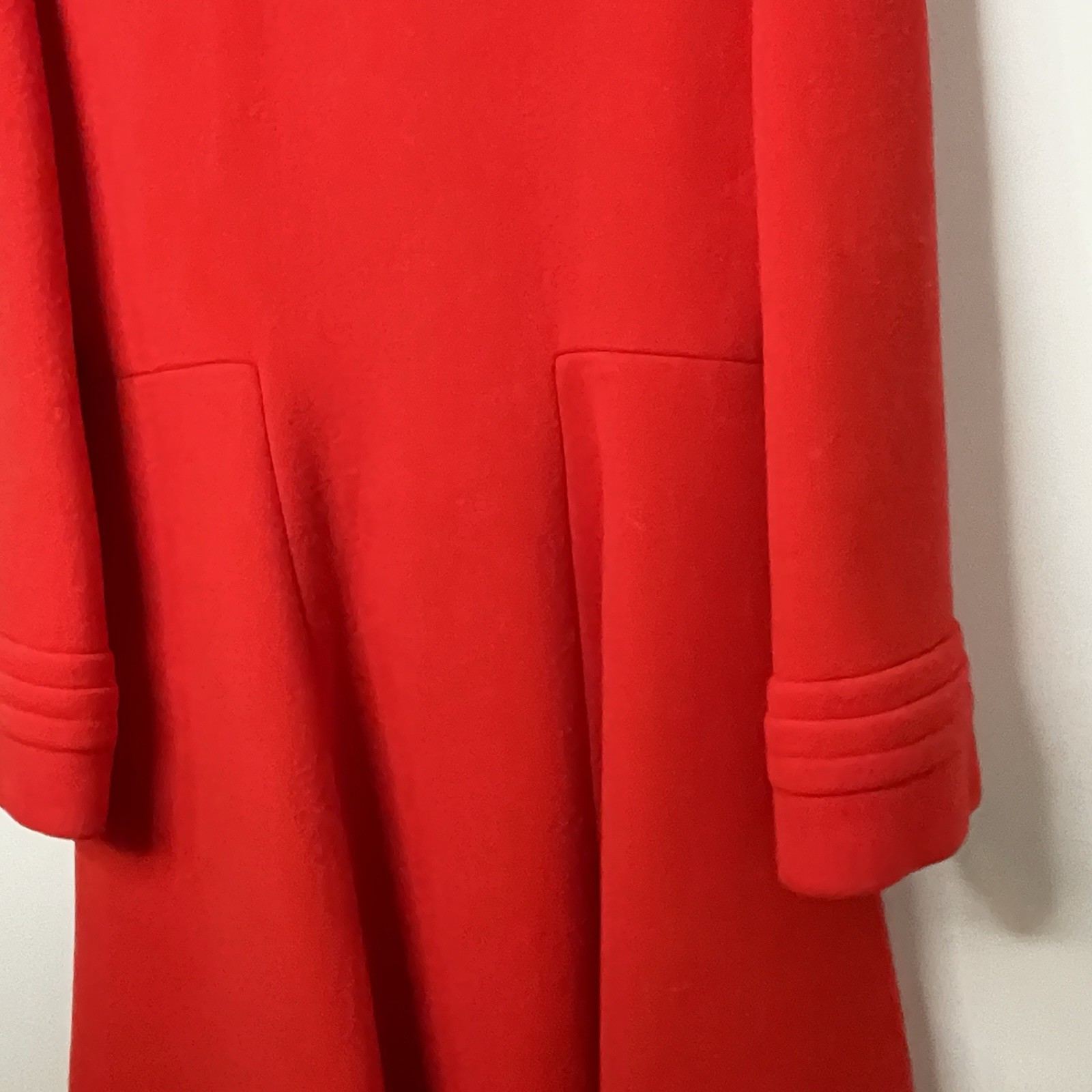 Vtg 60s Pauline Trigere Vermillion Wool Swing Coat RARE Mid Century Mod French