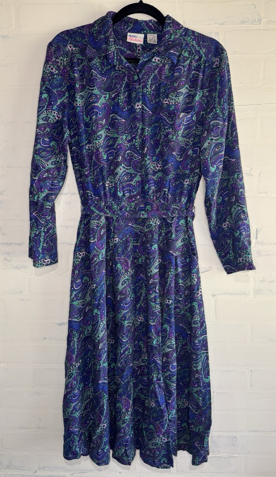 Avon Fashion VINTAGE 80’s Fit & Flare Purple/Turquoise Paisley Dress Sz 11/12