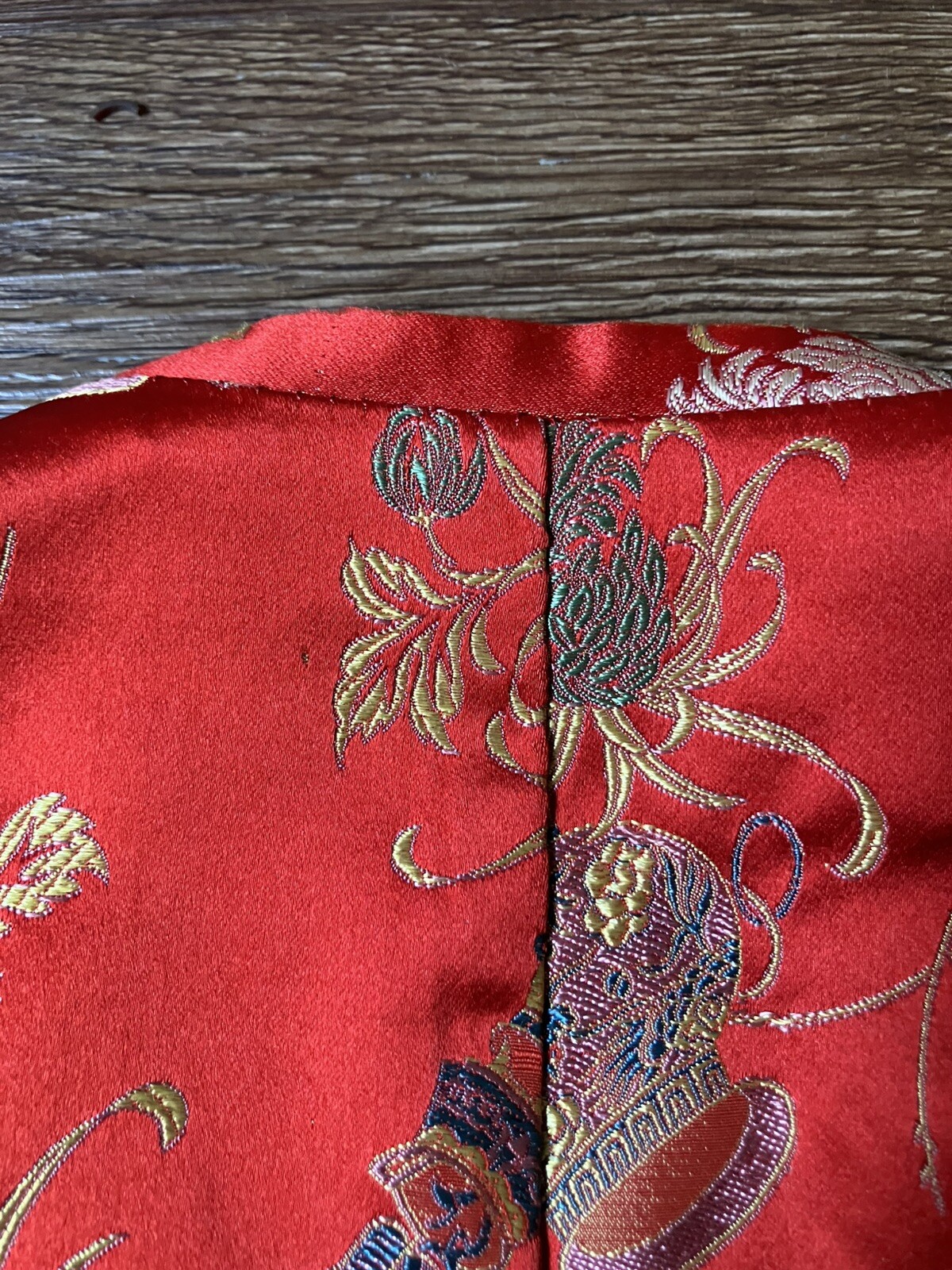Vintage ’80s/’90s Asian-Inspired Red Brocade Button Up Vest Women’s Medium READ