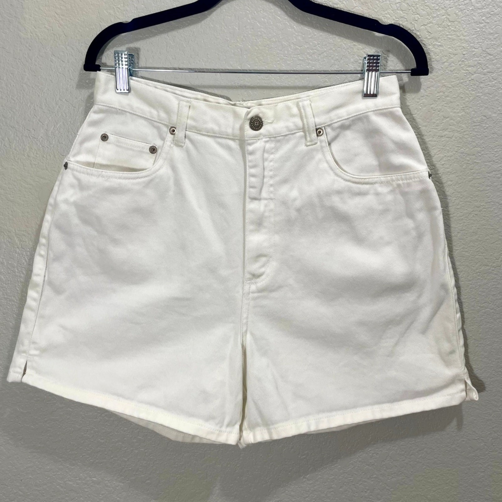 Vintage 90s White Jean Shorts Women’s Size 10 Generra High-Rise Camp Classic
