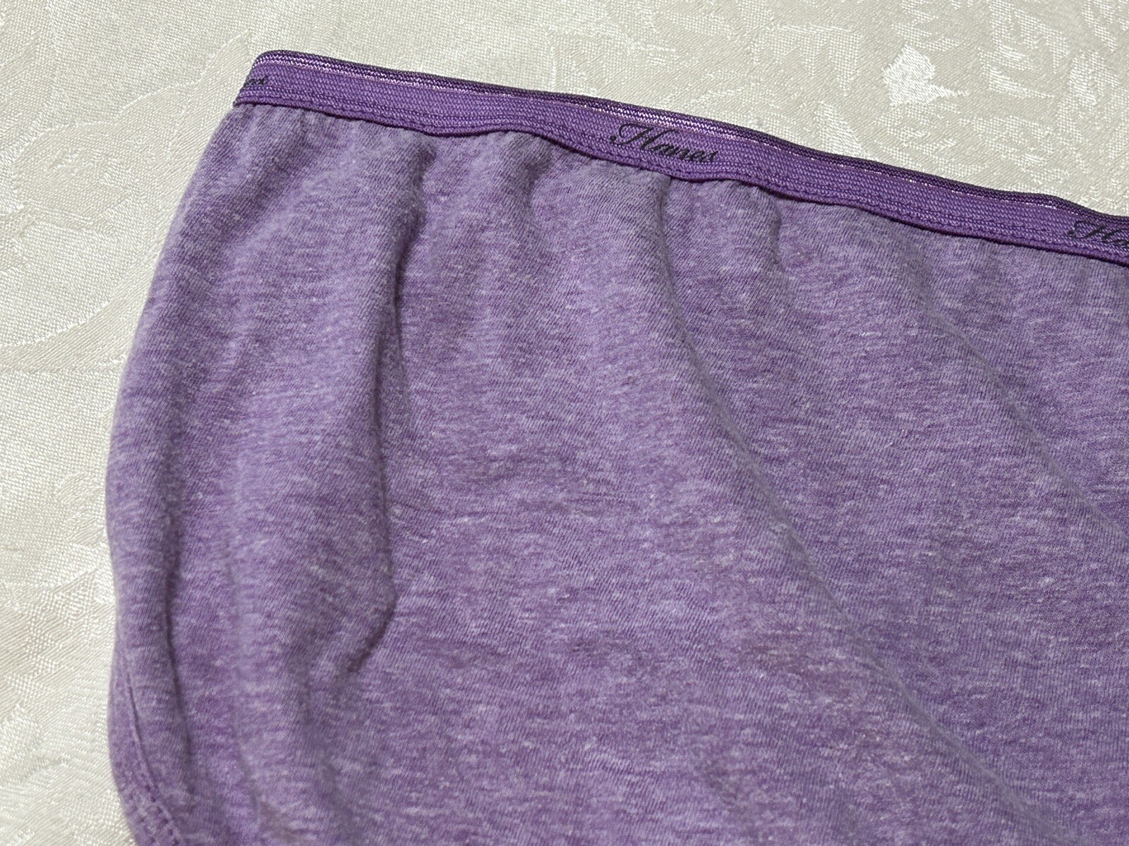 Vtg HANES Cotton Blend Signature Waistband Hi-Cut 8/XL Purple Heather Panties