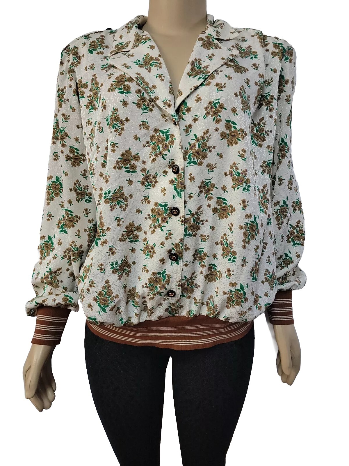 VIRGINIE Paris Designer Vintage Made in France Ribbed Hem Top Size S (1) #W4