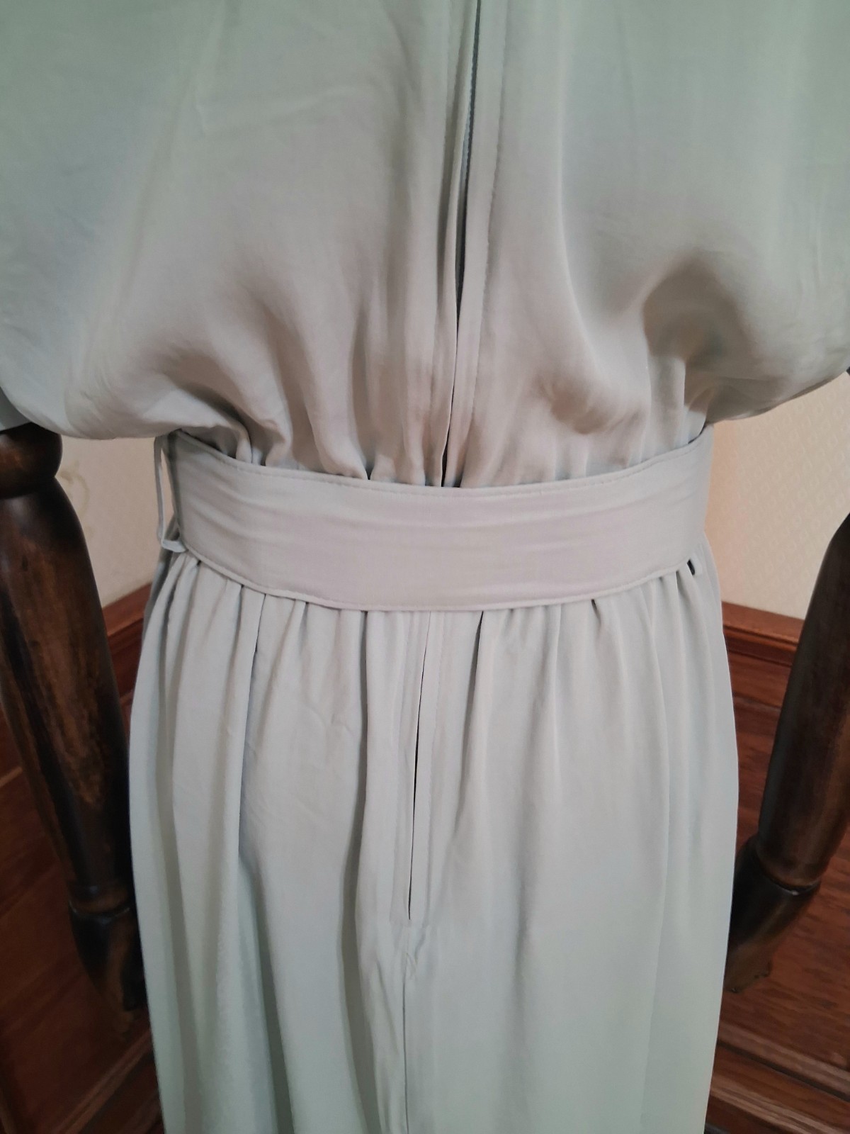 Vintage 1980s SL Fashions Green Lace Collar Cottagecore Secretary Dress w/Belt