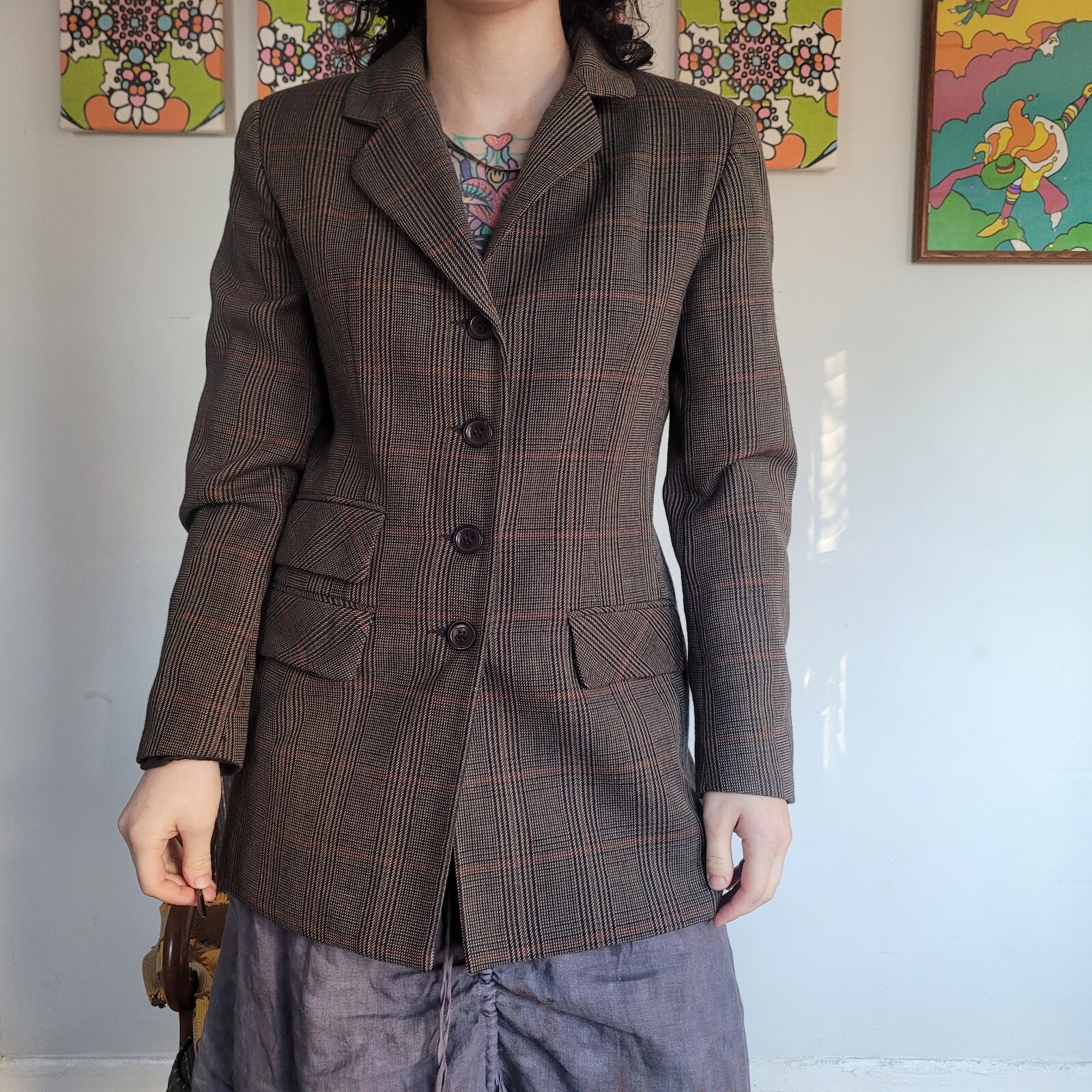 Vintage 70s Bridgetown Collection Russian Made Brown/orange Wool Blazer 8