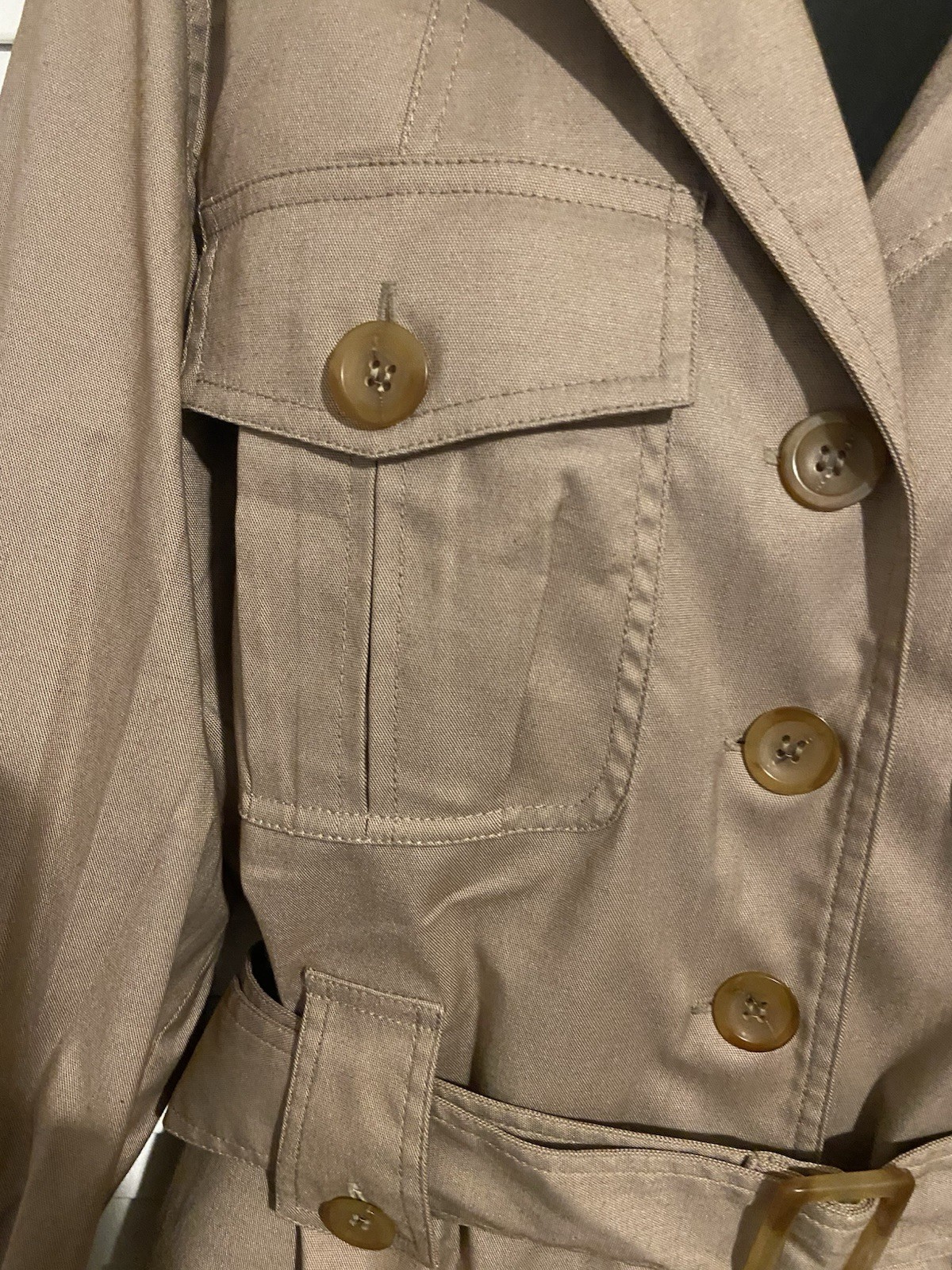 Vintage Doncaster Sport Tan Safari Utility Jacket Belted 90s Career Chic Belted