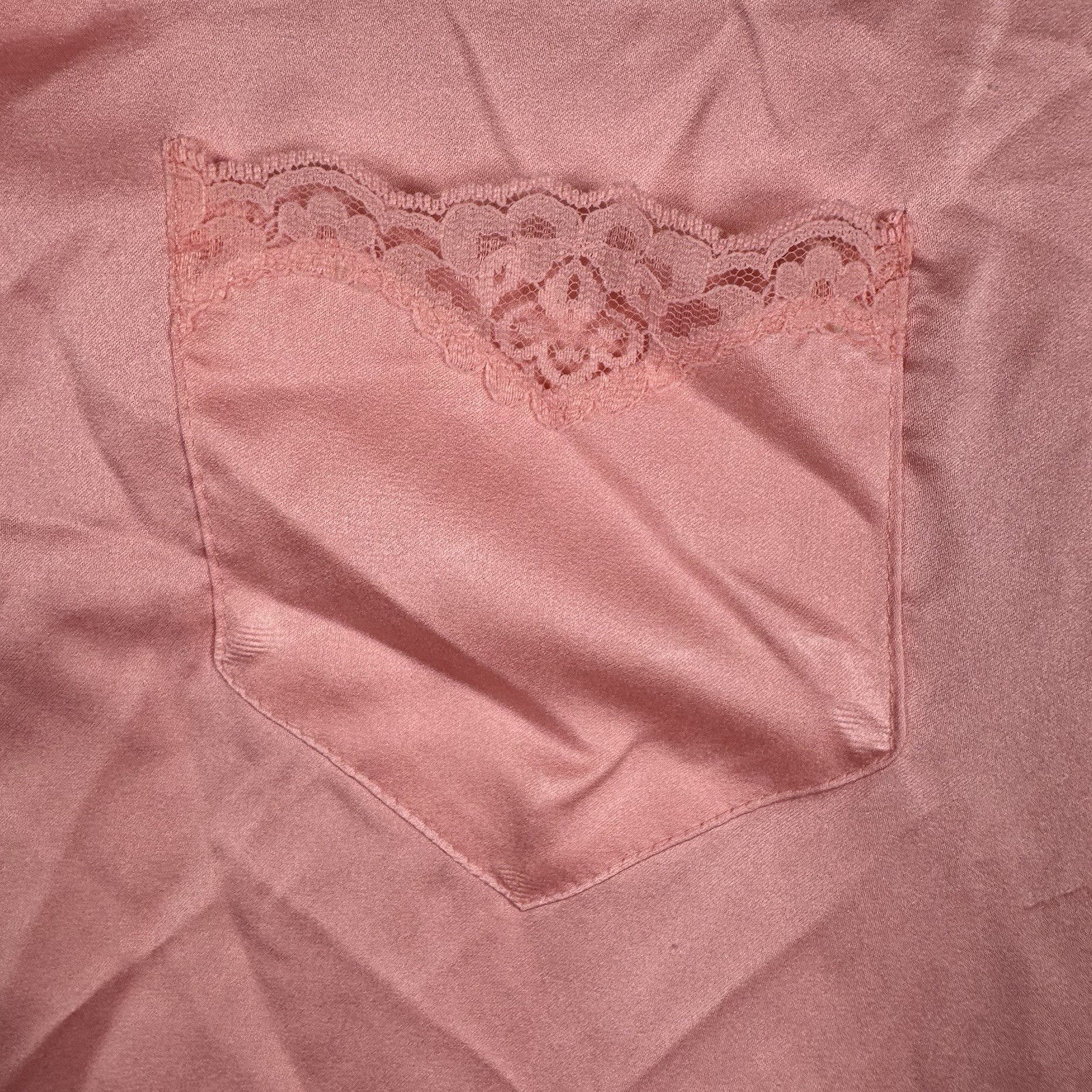 Vintage Jodie Arden Pink Satin Lace Sleep Shirt Nightgown L Loungewear