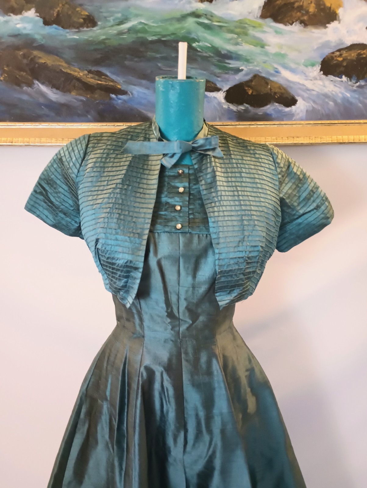 Sandra Sage 1950s Hollywood Silk Evening Dress