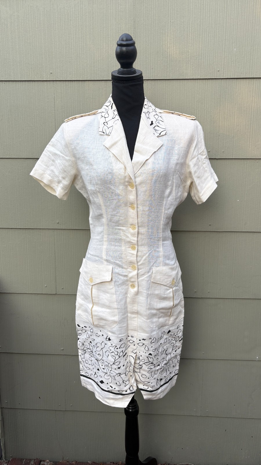 vintage ALMA 70s 80s Italian Linen Floral Summer Career Cocktail Wiggle Dress
