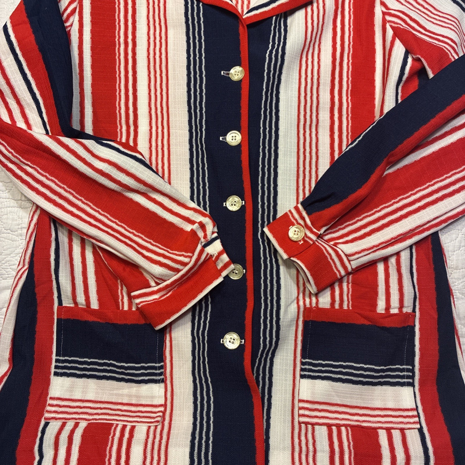 Vintage Barclay Square Striped Button-Up Jacket