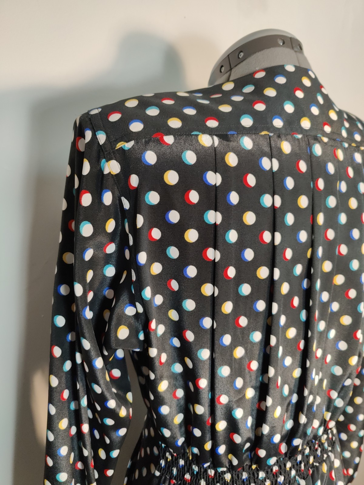 Vtg Leslie Fay 80’s Polka Dot Secretary Dress Sz M Career Shoulder Pads Pockets
