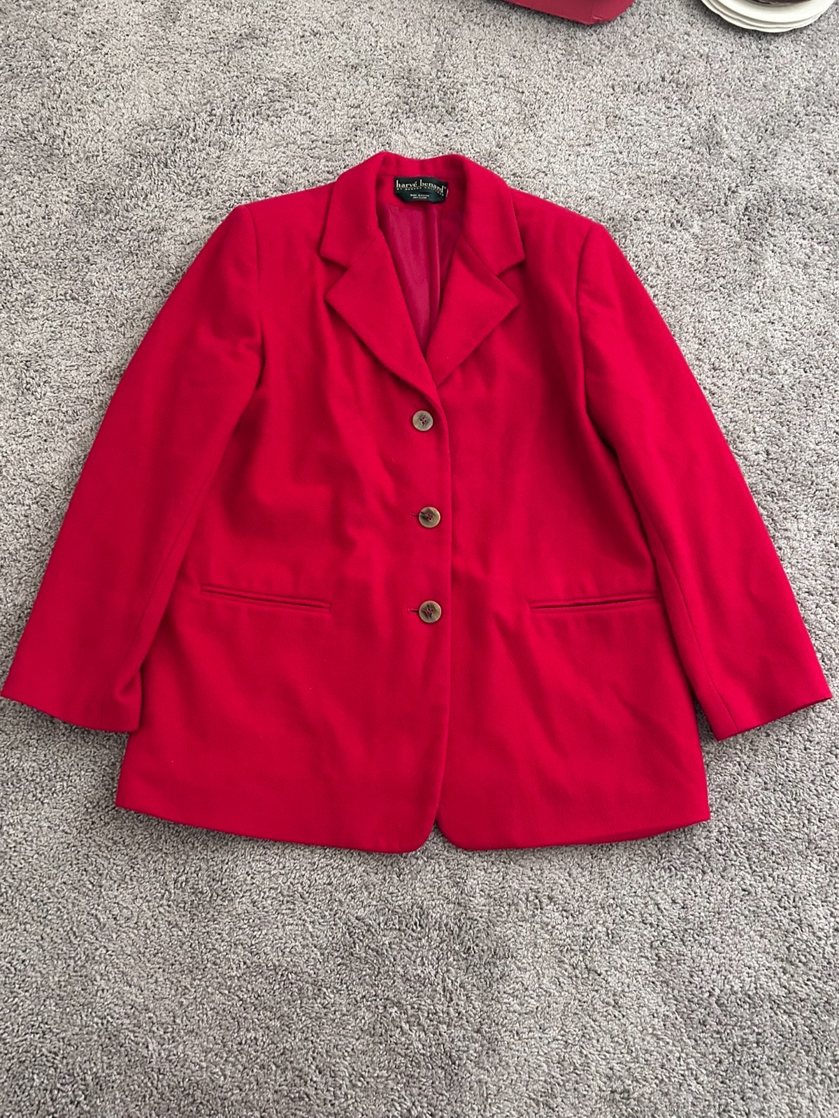 Vintage 1980’s Harve Benard Red Wool Blazer Coat Made in Russia Size 16