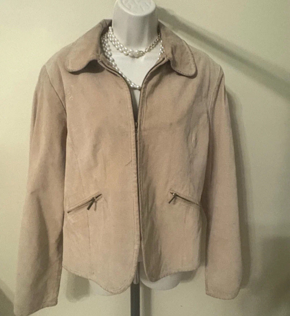 CHADWICKS Genuine Suede Leather Jacket LargeLive a Little Minimalist Cream Y2K