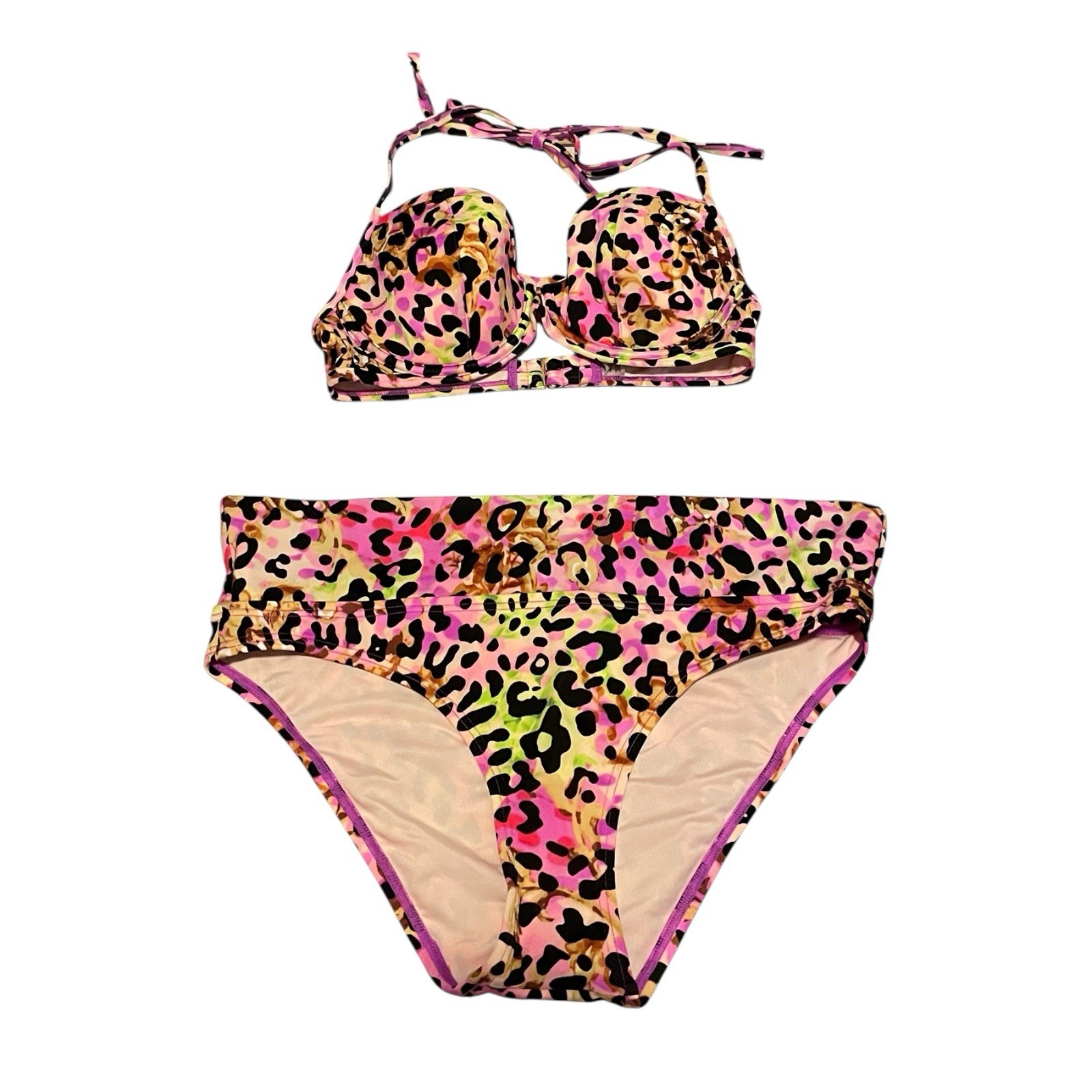 Victorias Secret FOREVER SEXY PUSH UP BIKINI Top 32D, Bottom S/P, Pink Animal