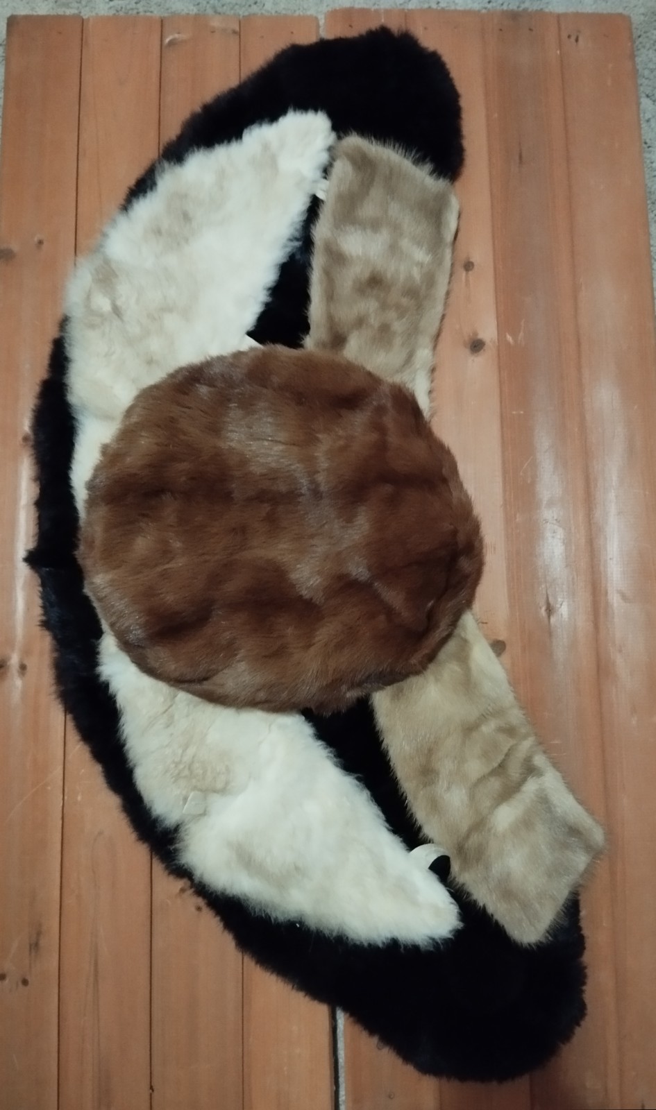 Vintage Mink Fur Collar Stole Shawl Wrap Black 40″ x 12″ with 2 Fur Collars Hat