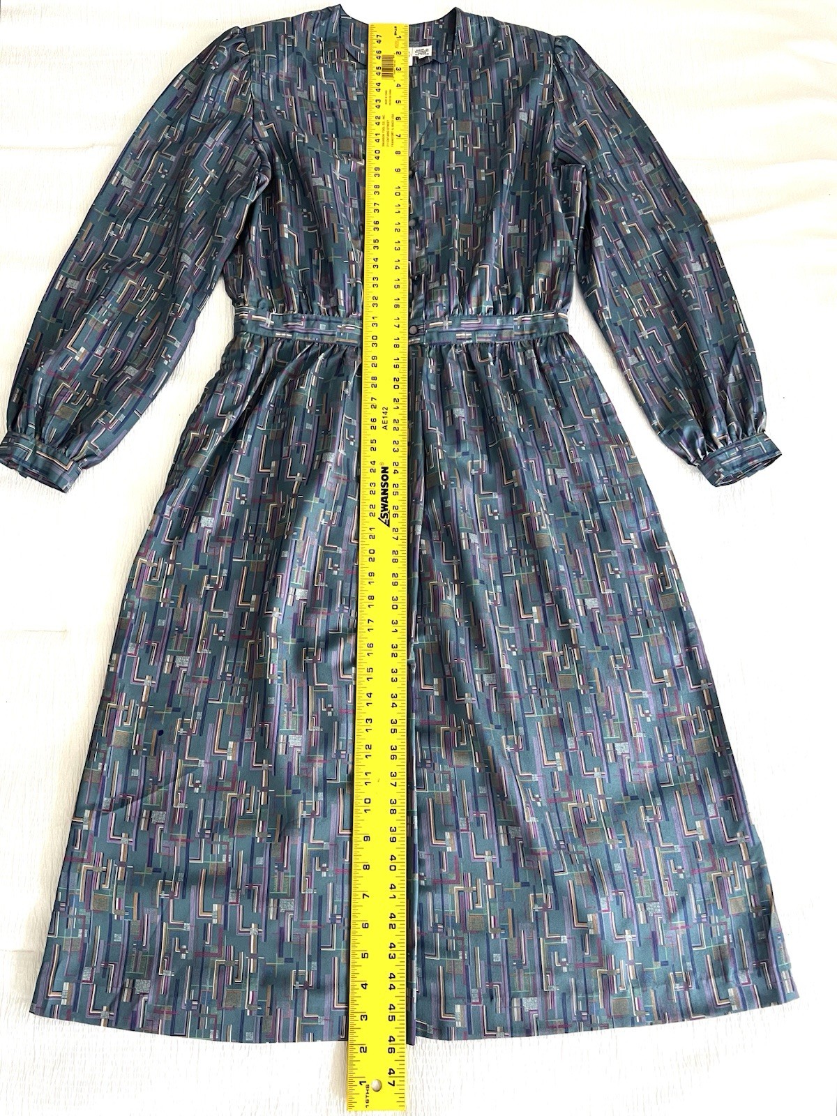 Vintage 80s Silksensible Tea Dress Size 14 Shoulder Pads Retro Cottagecore EUC