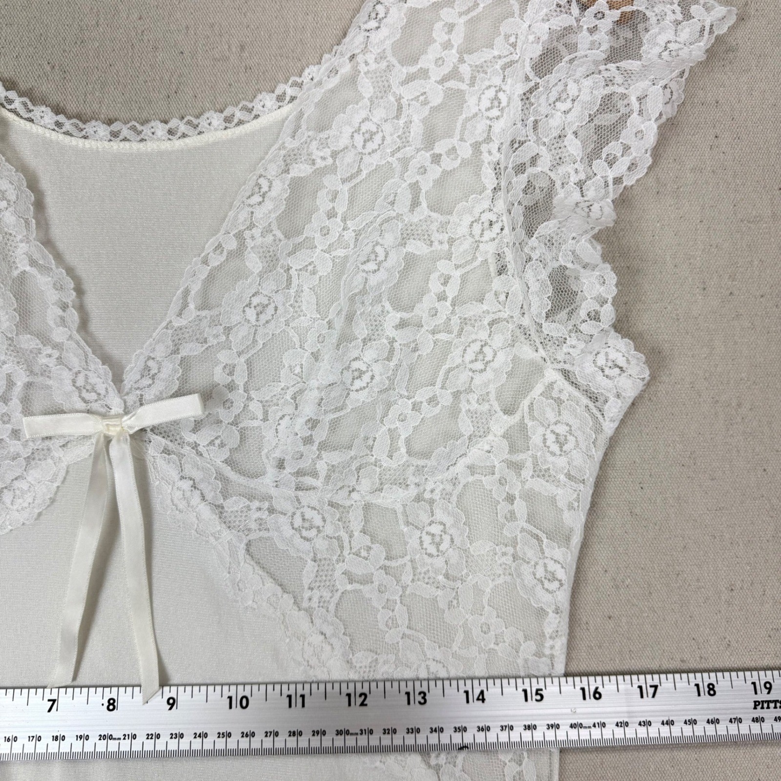 Vintage Glencraft Lingerie White Lace Nightgown ILGWU Union Made L Fairycore