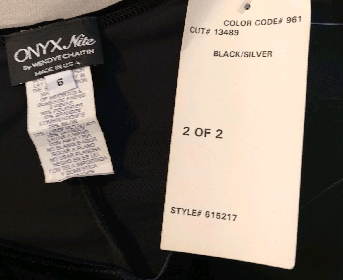 NWT Onyx Nite by Wendye Chaitin 2PC Formal Velour Dress & Silver Jacket – Size 6