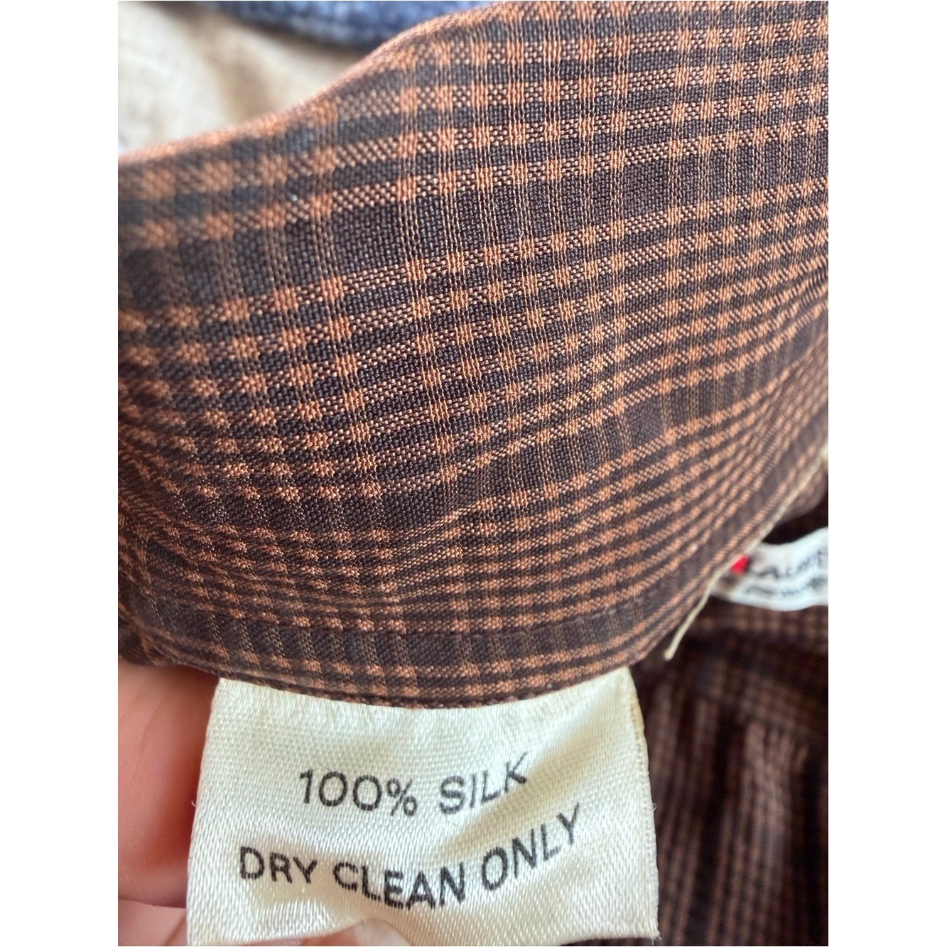 Vintage Saint Laurent Rive Gauche Silk Bow Tie Plaid Blouse EU 34 US 2
