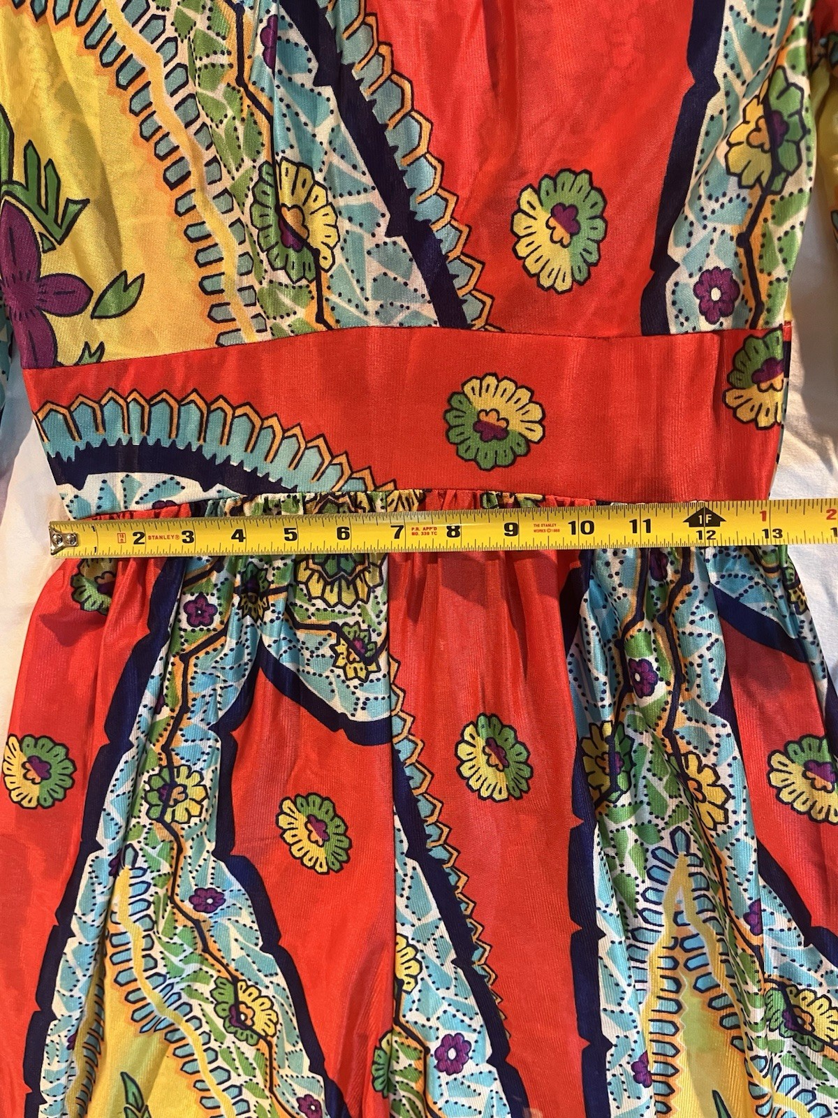 1970s Jumpsuit 3/4 Sleeve Size 26 Waist Very Good Condition Wide Leg Paisley