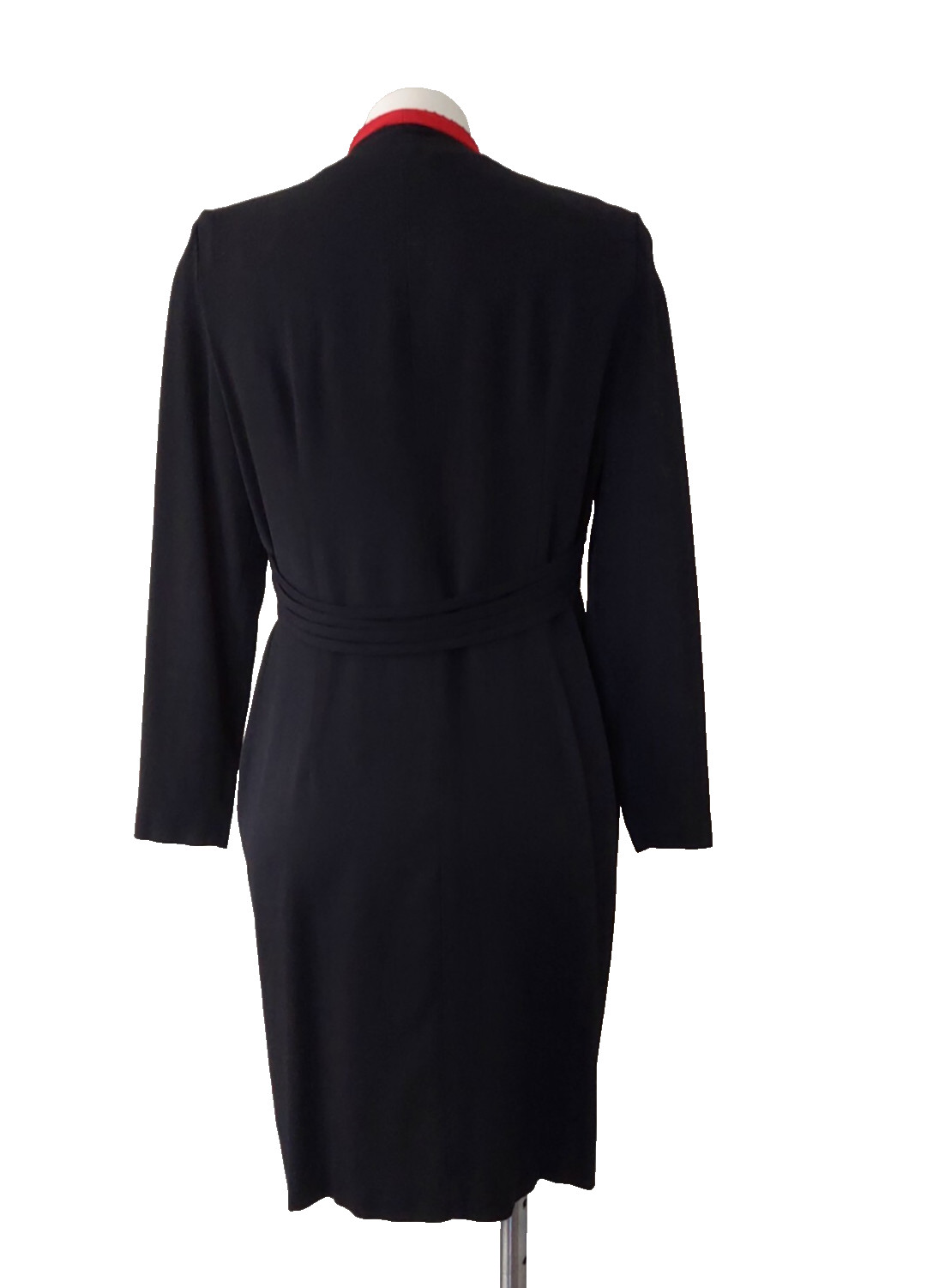 NWOT Vintage 80-90s S.L. Fashions Black Red Big Suit Collar Dress, Petites 12