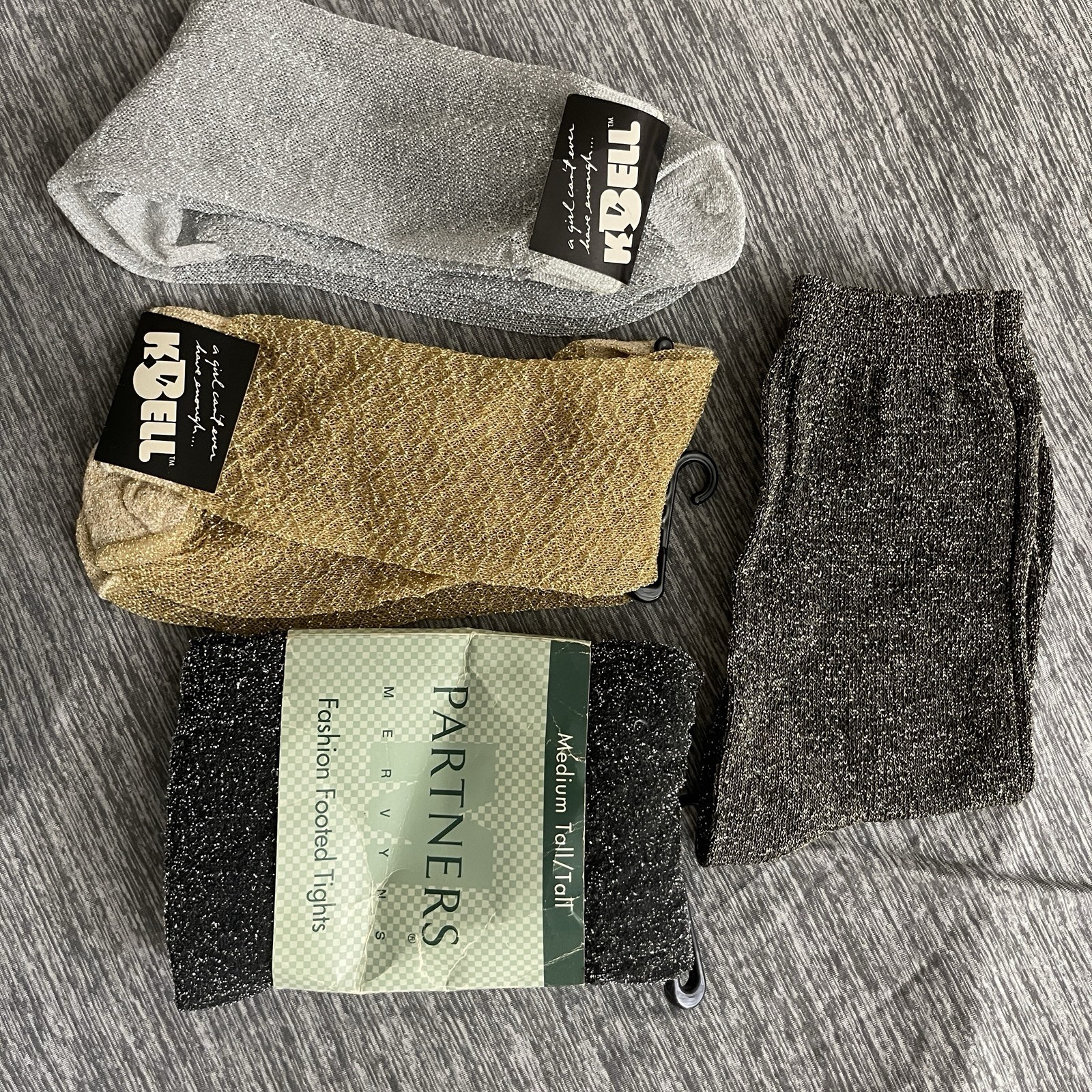 Vintage Disco Lurex Glitter Socks & Fashion Tights Black Silver & Gold