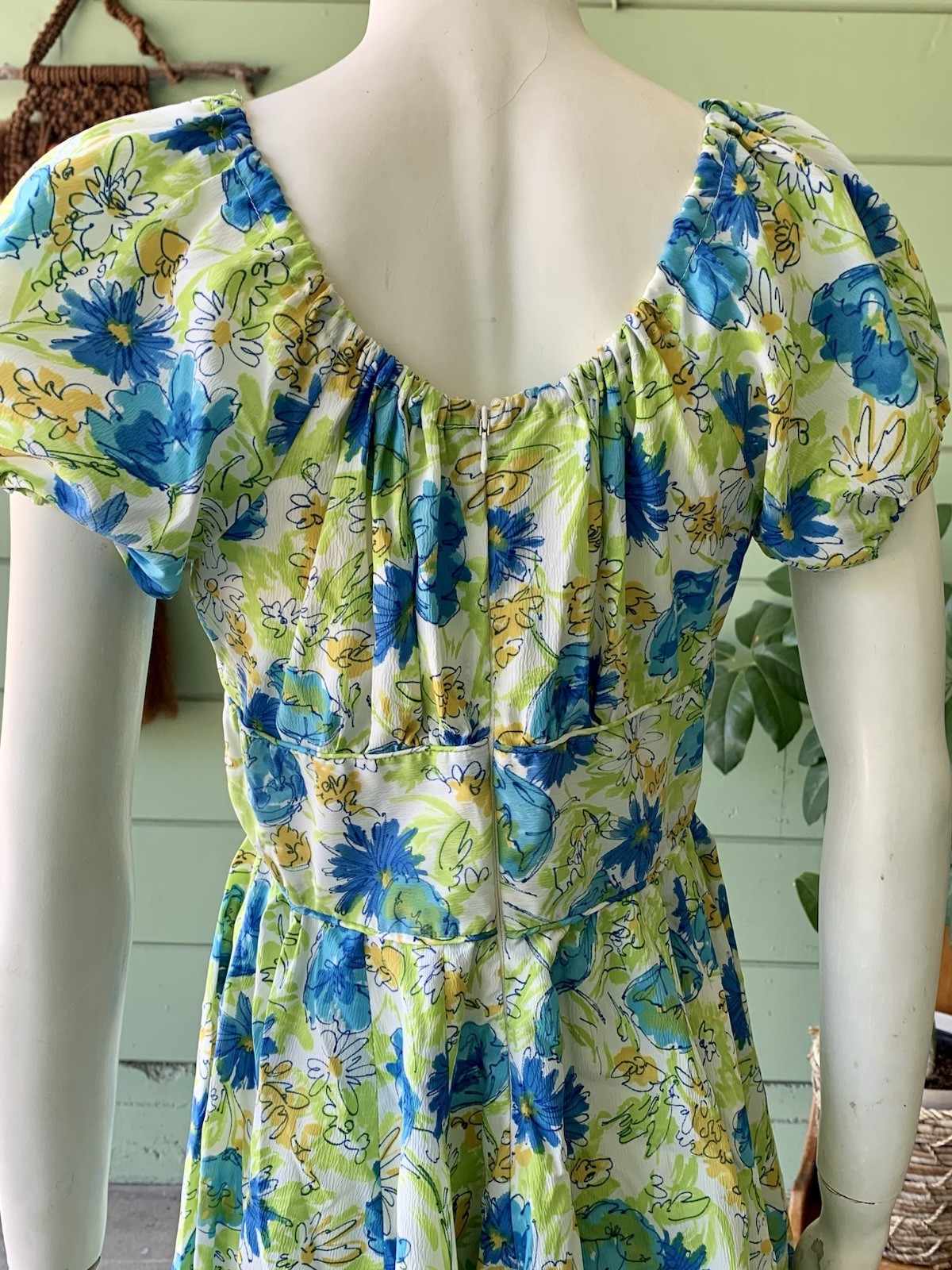 Pretty Floral Watercolor fun Summer Dress 1970s vintage Handmade Boho Cowgirl