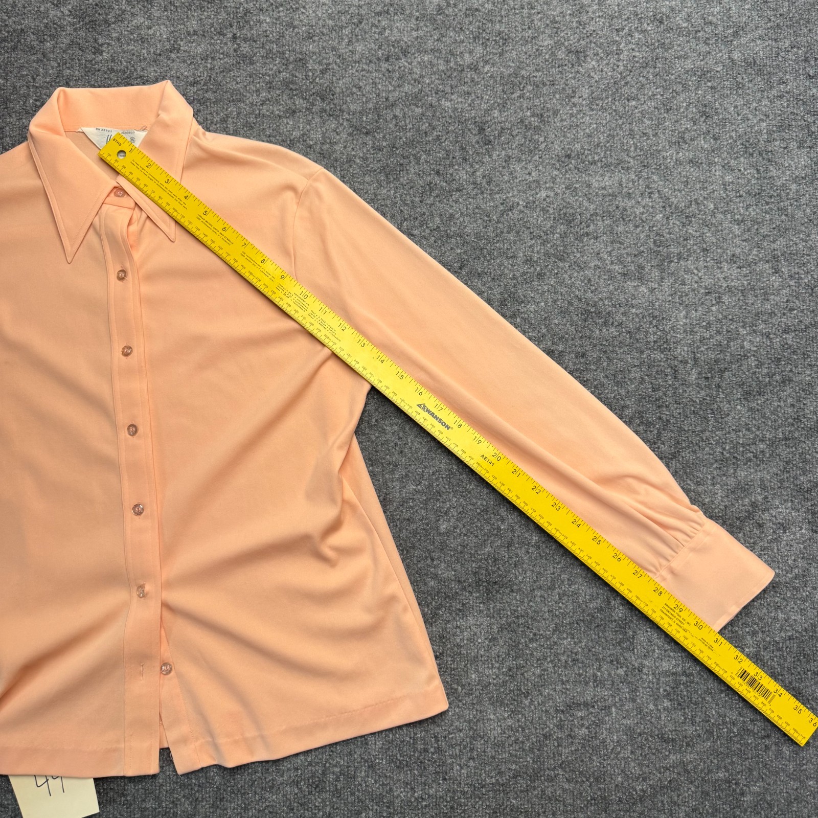 „Vintage 70s Hooper Associates Peach Dagger Collar Blouse Shirt Large L Hong Kon