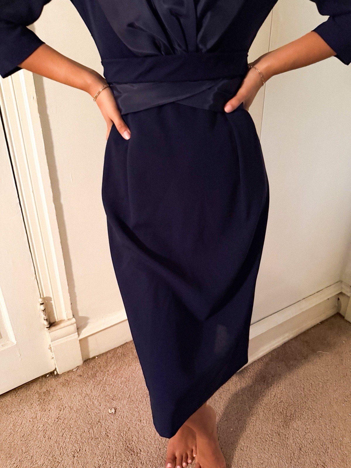 Authentic 1940’s Lora Lenox Dress Lined Navy Blue Cocktail Style Sz SMALL