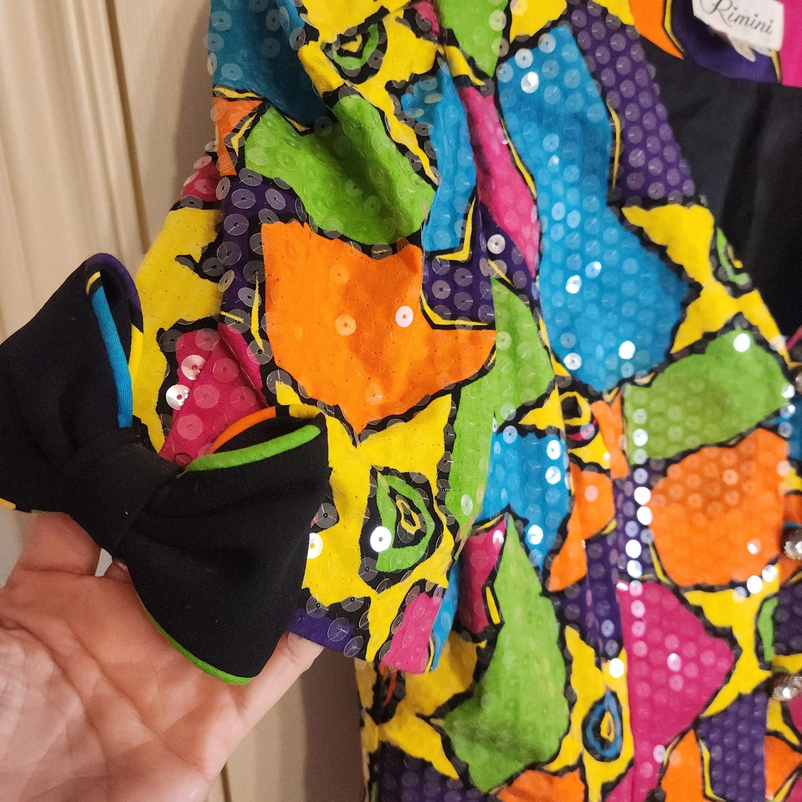 Vintage 1980s Rimini Colorful Psychedelic Sequin Blazer Jacket