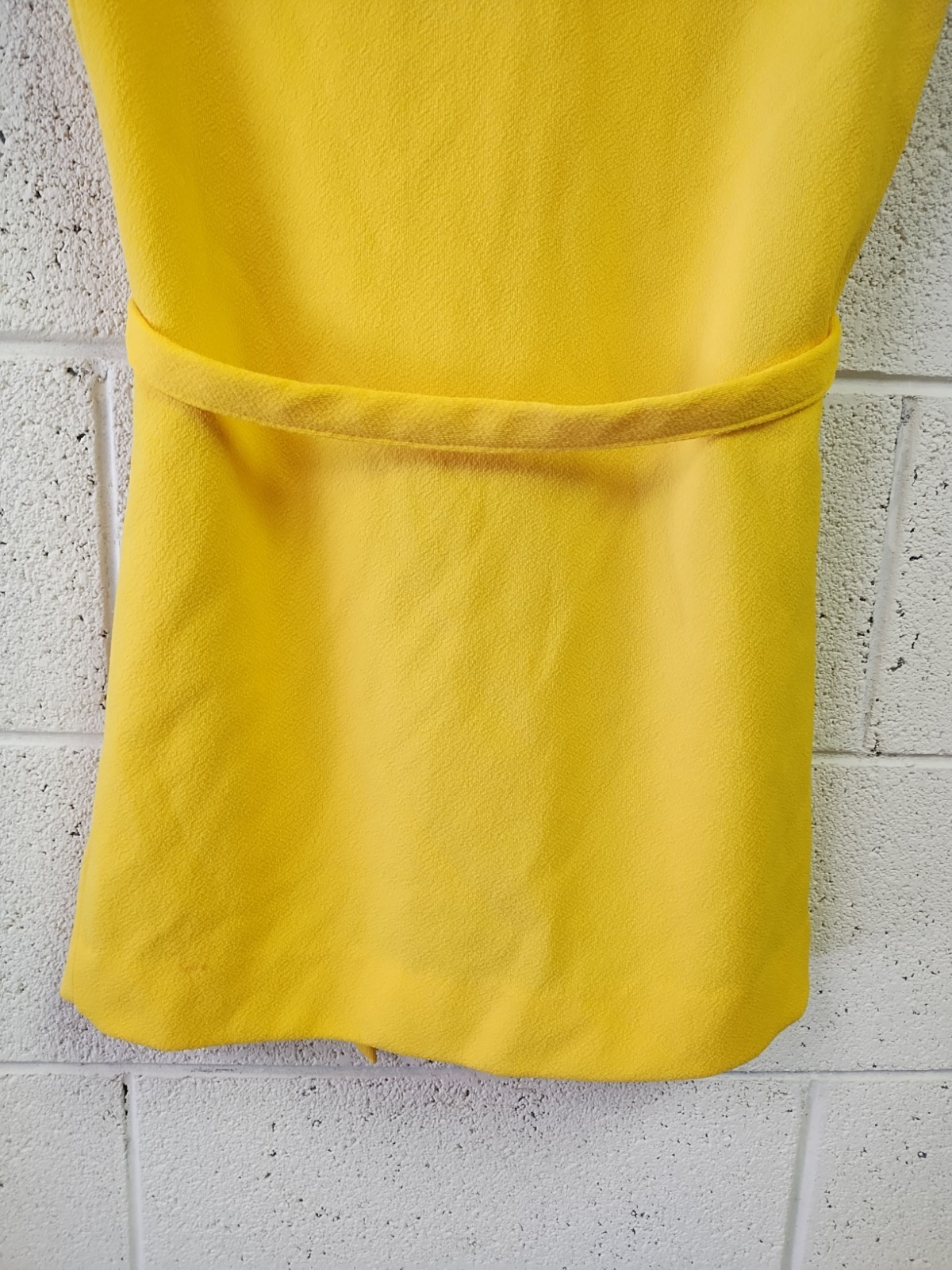 Vintage 1970’s Yellow Polyester Dress Brass Nautical Buttons Belt Pockets SM/M