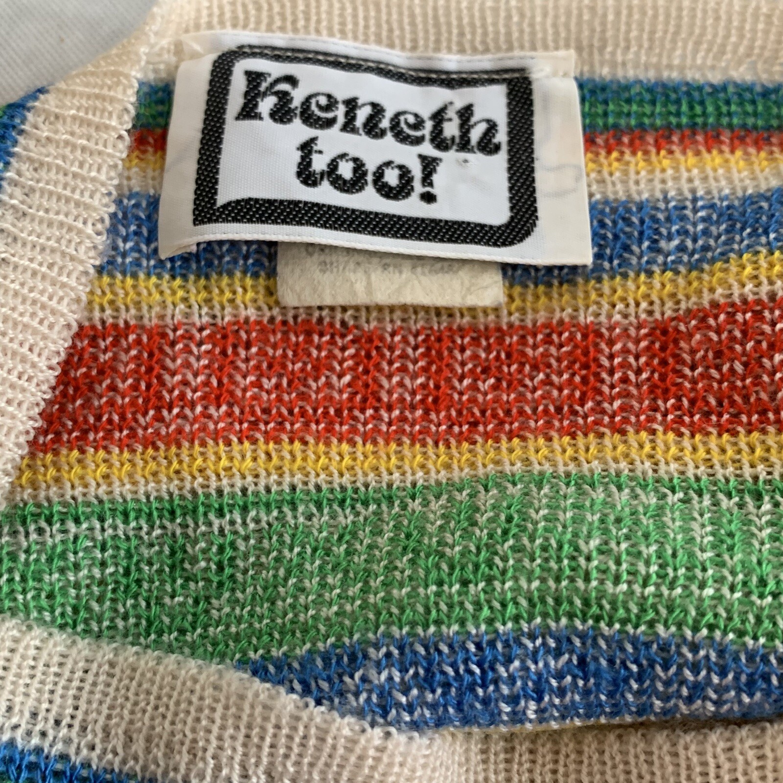 Vintage Retro Boho Colorful Short Sleeve Knit Top Size Small by Kenneth Too