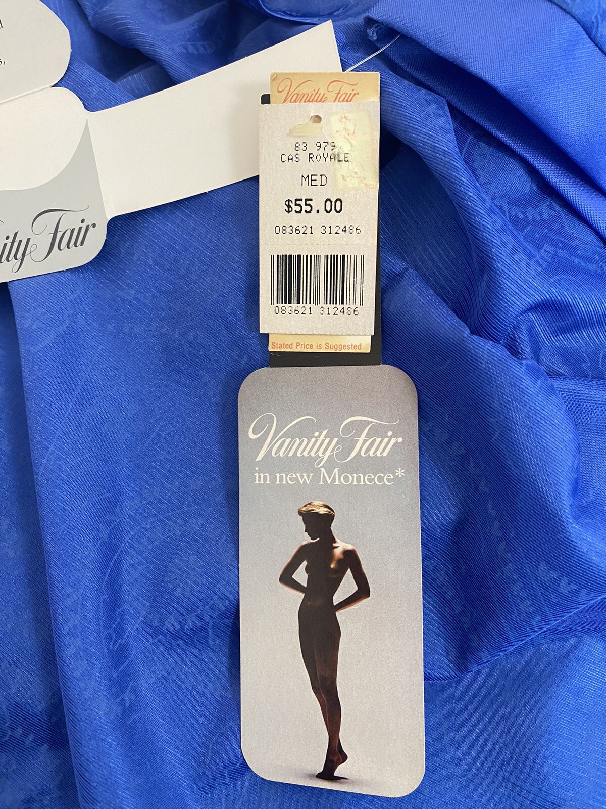 NWT Vintage Vanity Fair Long Blue Satin Robe House Coat Peignoir Womens Petite M
