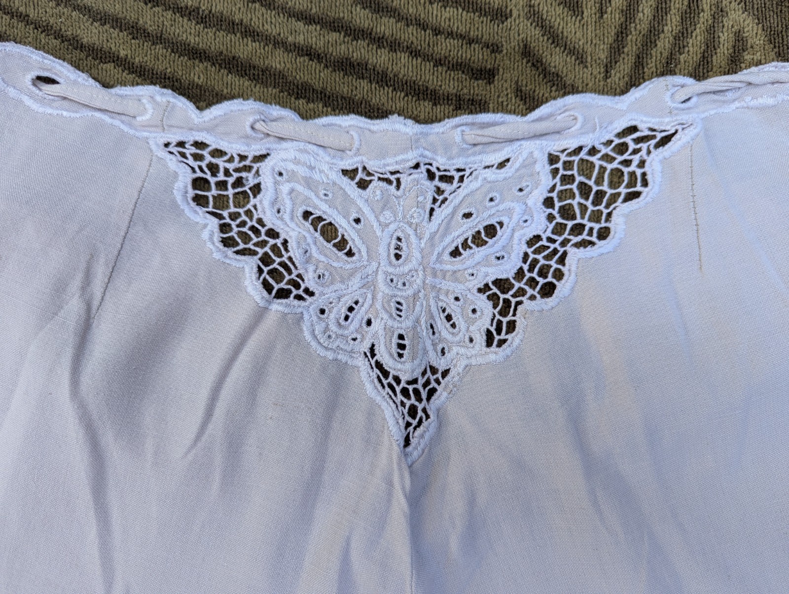 Bali Vintage 1980’s Kerawang 2 PC Set Cutwork Lace Butterfly Hand-Woven Cotton